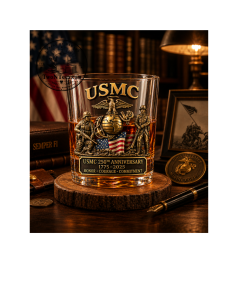 USMC 250th Anniversary Whiskey Glass Vintage Military Gift 1 Thiet ke chua co ten 65