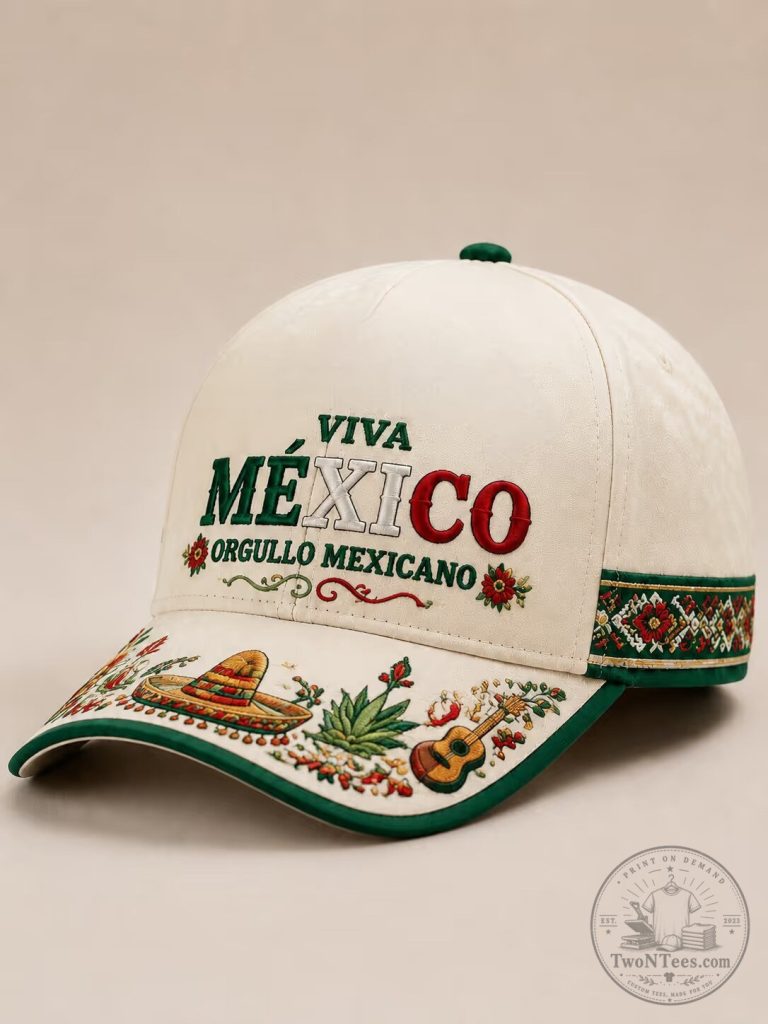 Viva Mexico Orgullo Mexicano Embroidered Sombrero Guitar Cap Hat