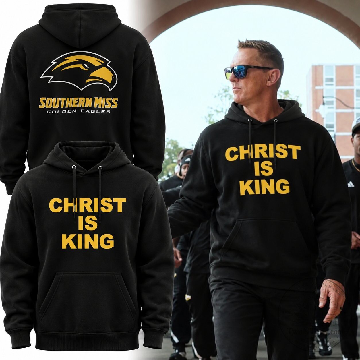Southern Miss Golden Eagles Football Christ Is King Black Hoodie