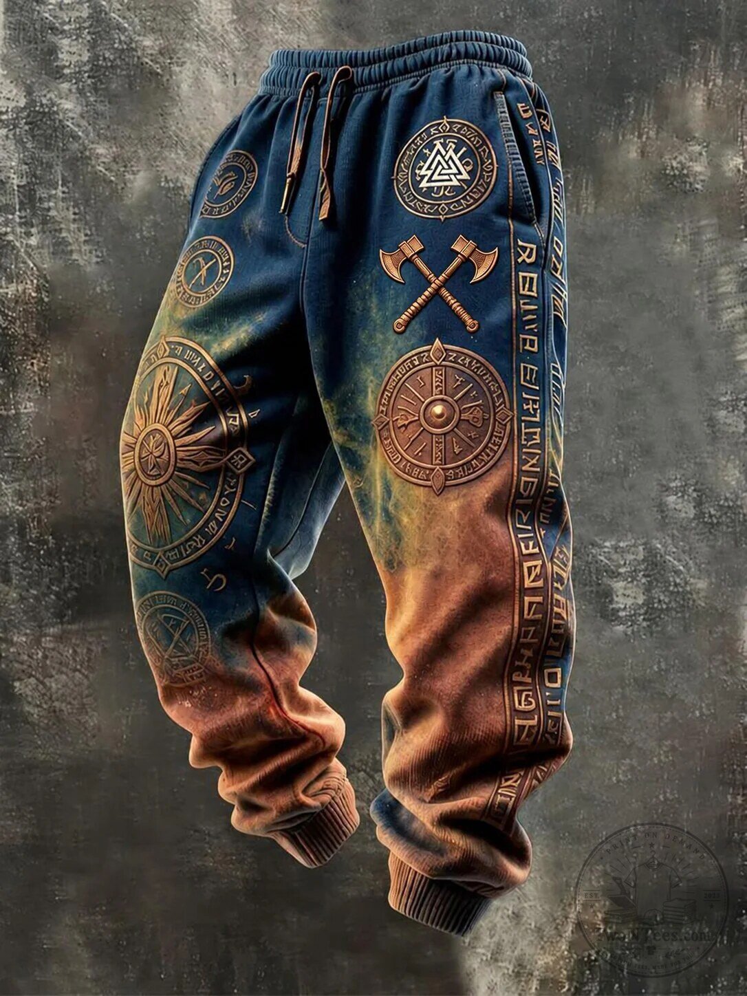 Viking Mythology Runes And Axes Pattern Men's Jogger Pants