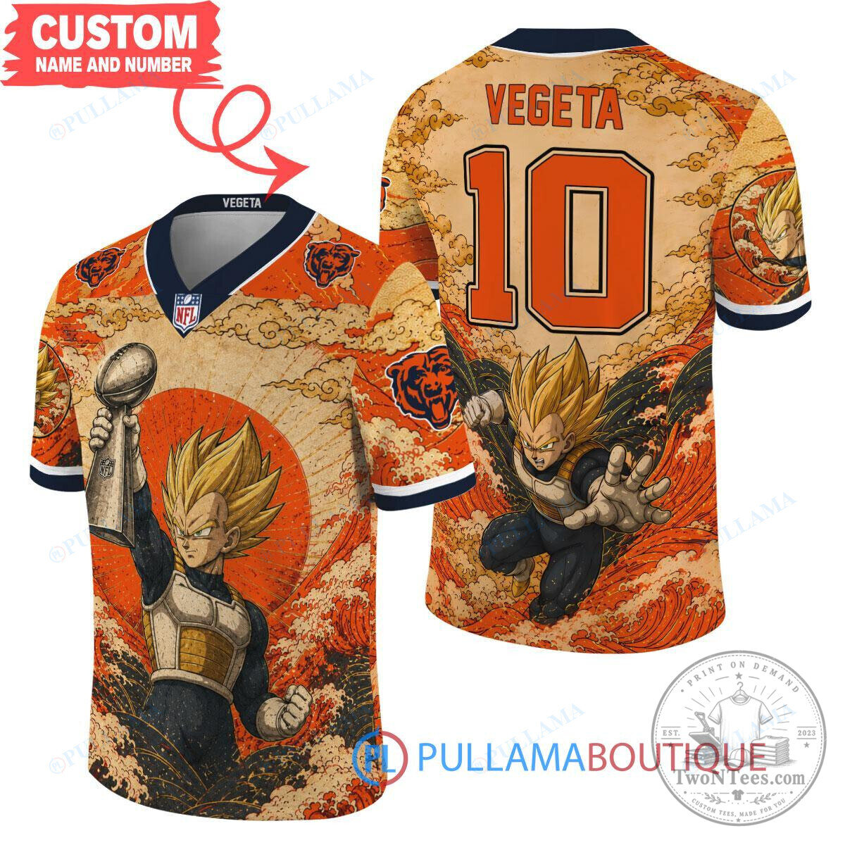 Chicago Bears Vegeta Super Bowl Dragon Ball Z Football Jersey