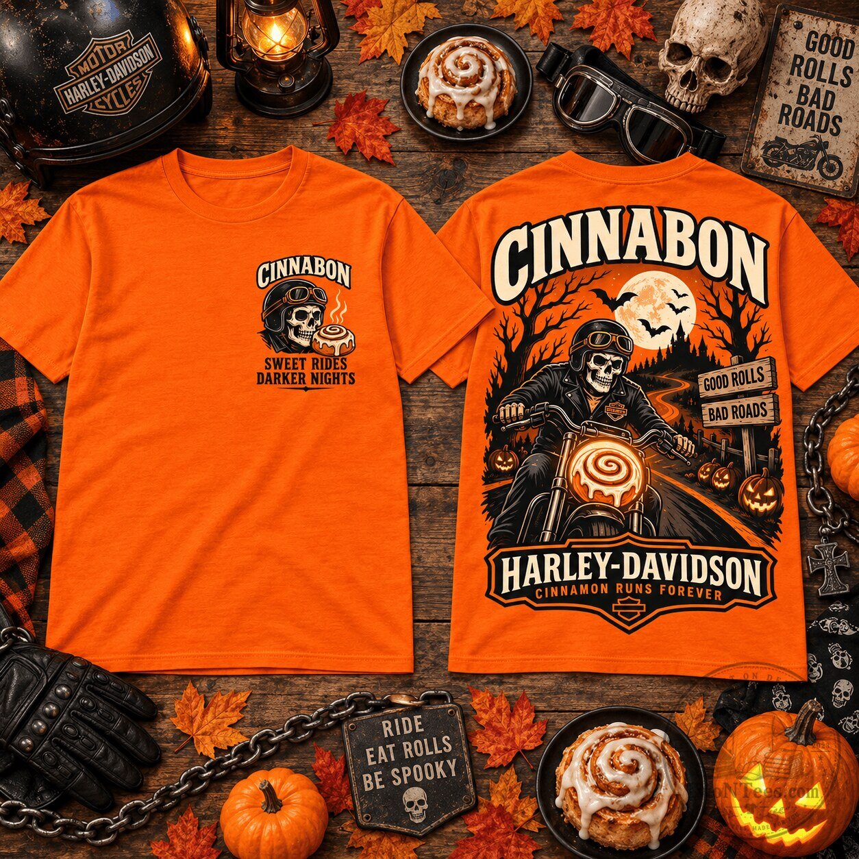 Harley Davidson Cinnabon Halloween Cinnamon Biker T-Shirt