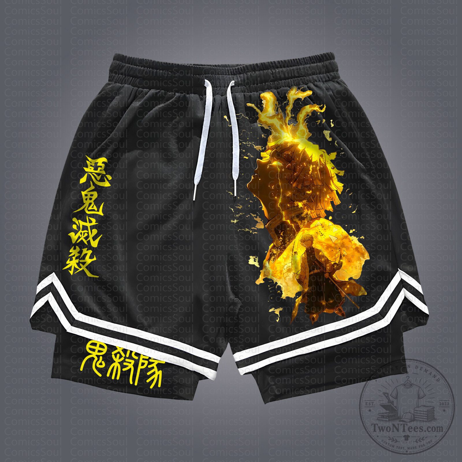 Demon Slayer Kimetsu no Yaiba Zenitsu Agatsuma Anime Basketball Shorts