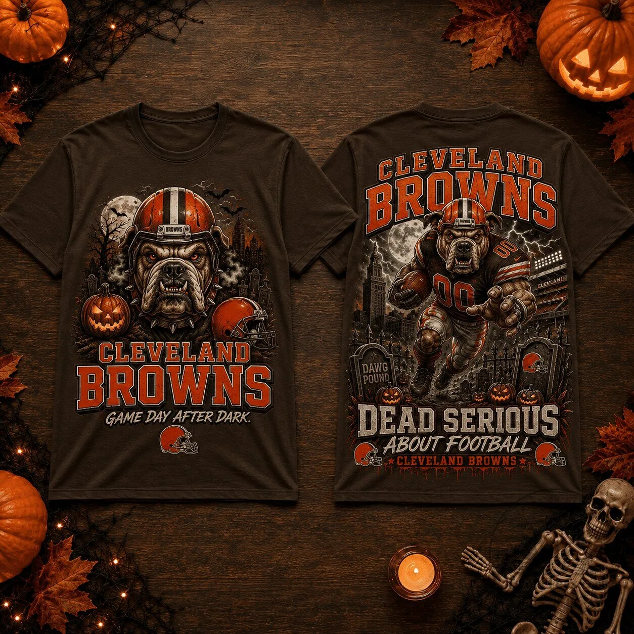 Cleveland Browns Football Game Day After Dark Dead Serious T-Shirt