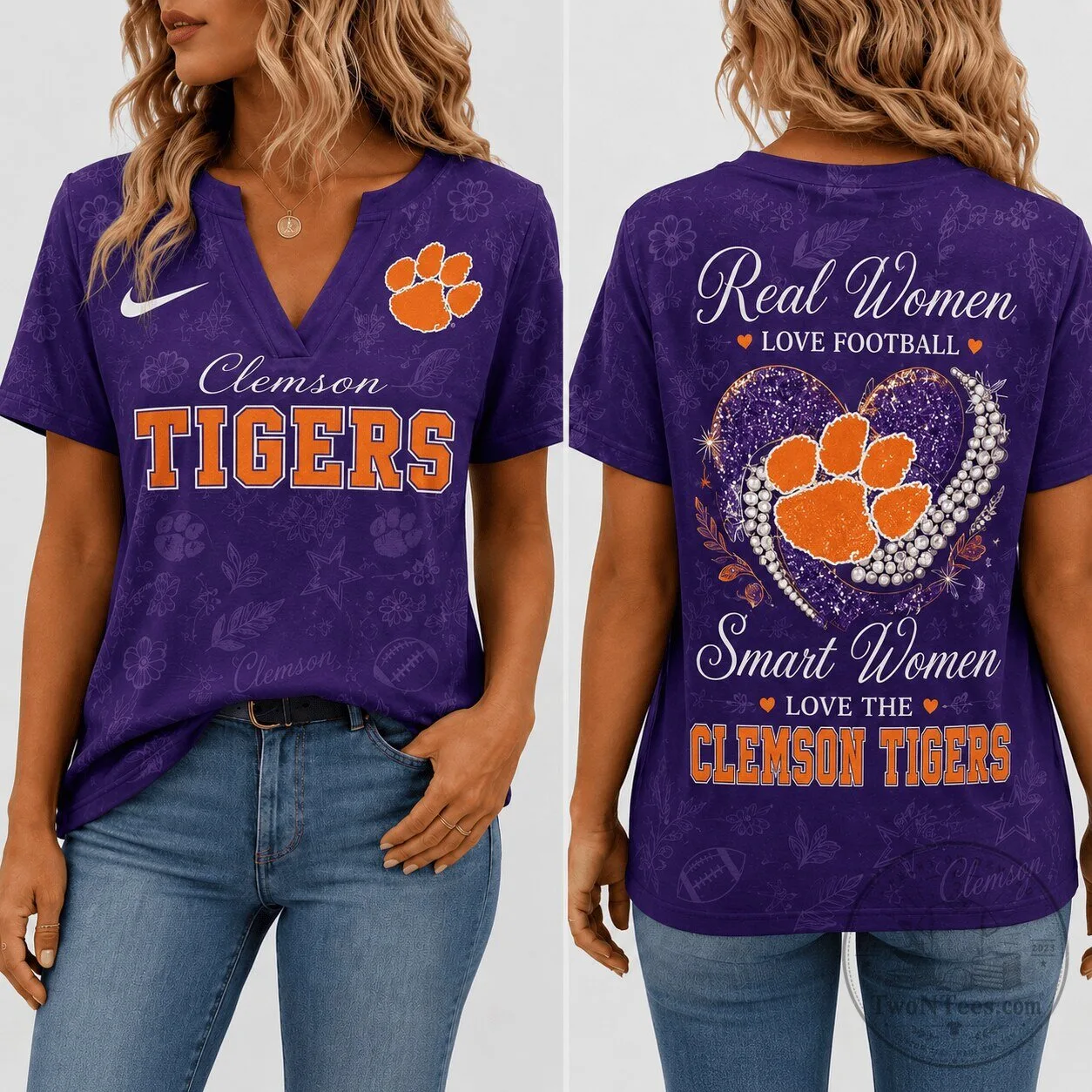 Clemson Tigers Shirt for Women, Real Women Love Football Smart Women Love Clemson Tigers