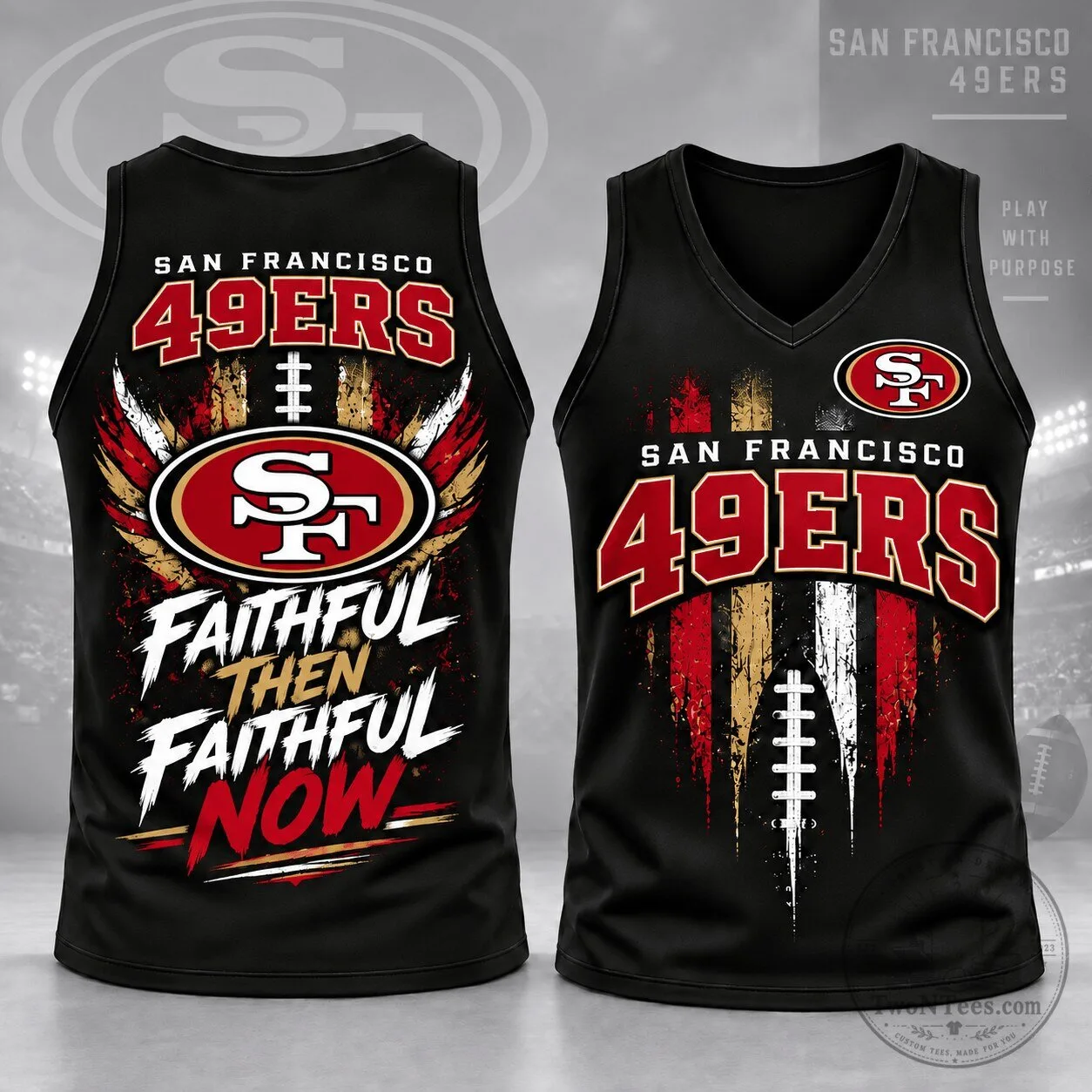 San Francisco 49ers Faithful Then Faithful Now Football Fan Tank Top