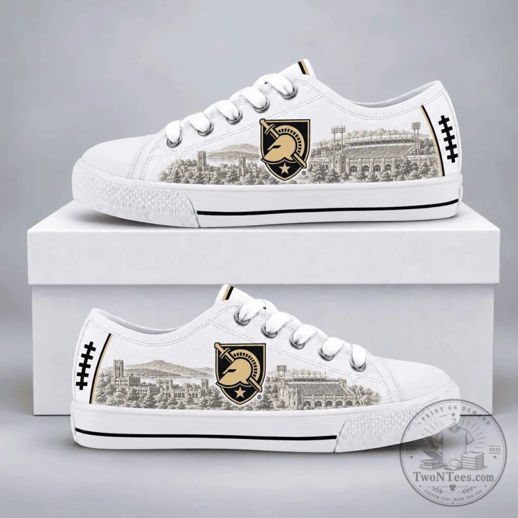Army Black Knights Football Team Custom Printed Low Top Canvas Shoes Army Black Knights Football Team Custom Printed Low Top Canvas Shoes