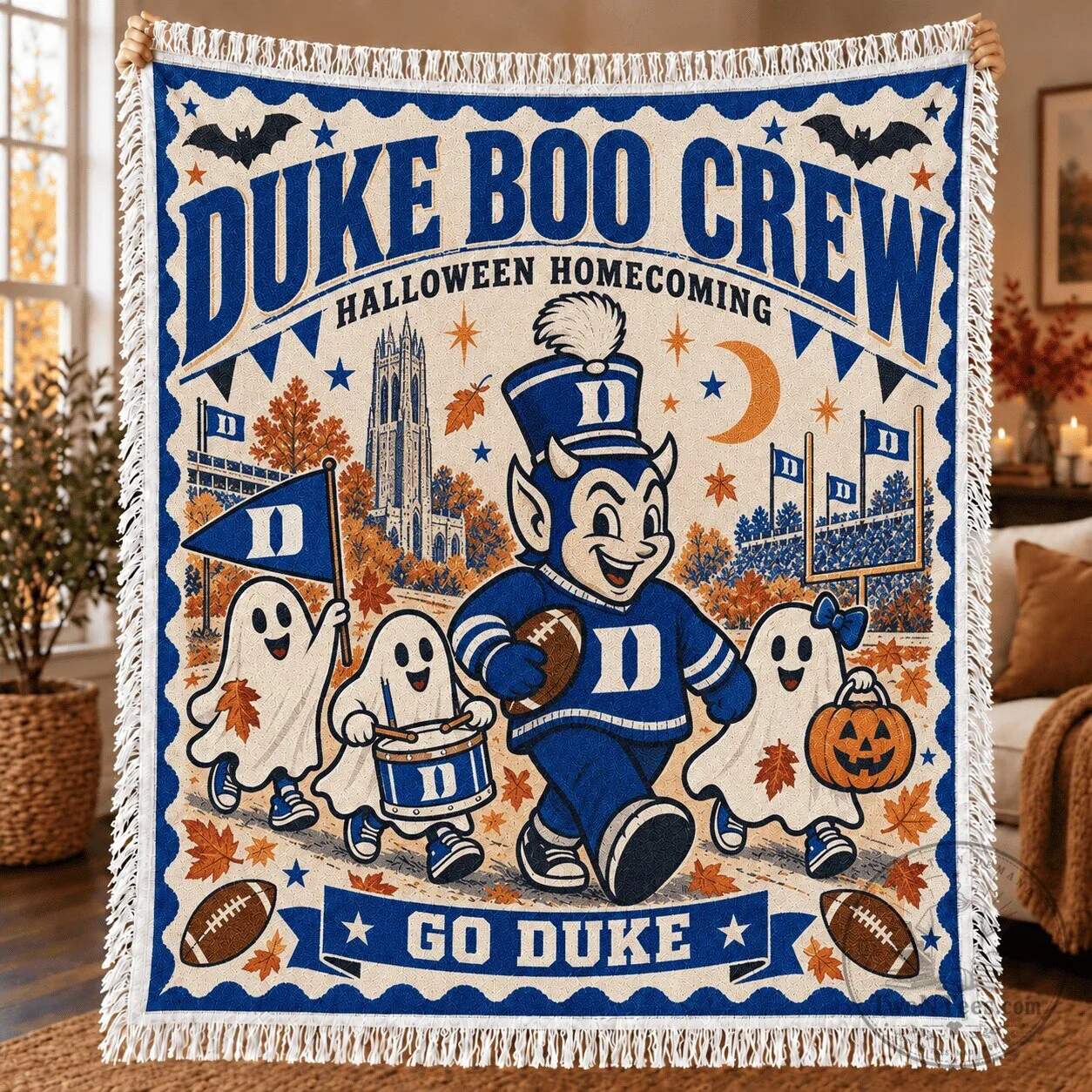Duke Blue Devils Halloween Homecoming Boo Crew Blanket