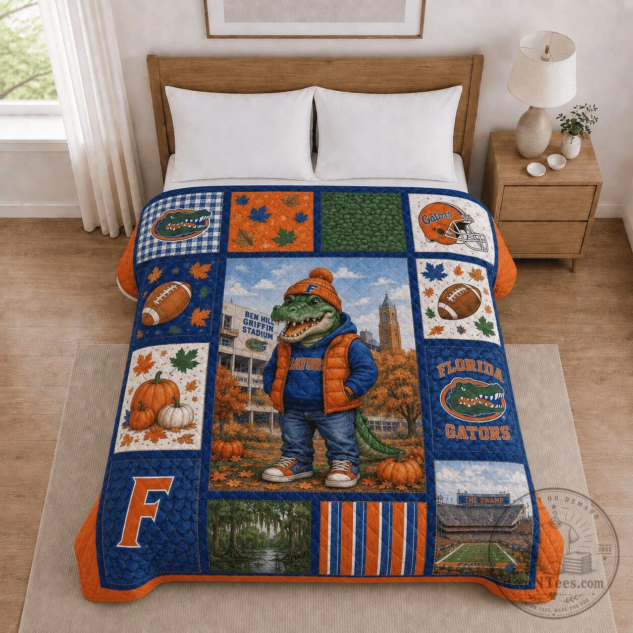 Florida Gators Football Team Mascot Alligator Quilted Blanket