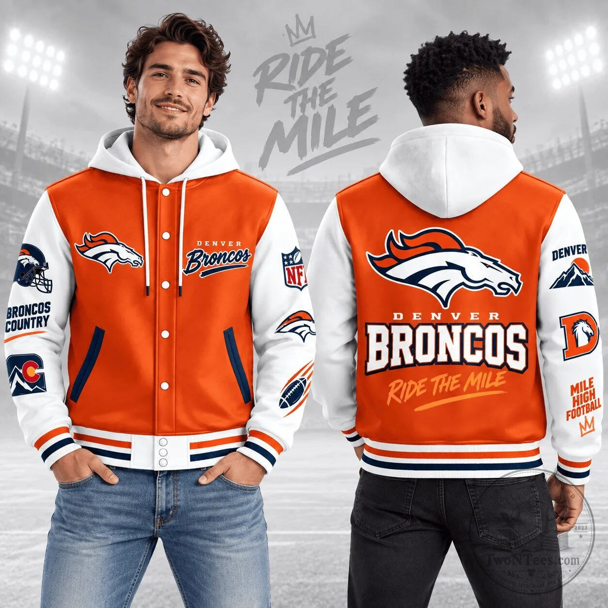 Denver Broncos Football Team Varsity Hoodie Jacket for Men