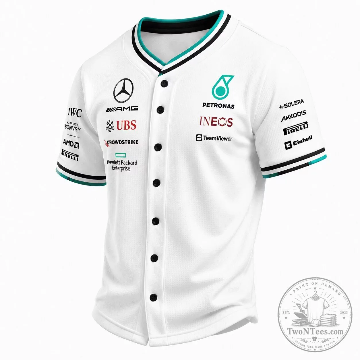 Mercedes AMG Petronas Formula One Team White Baseball Jersey