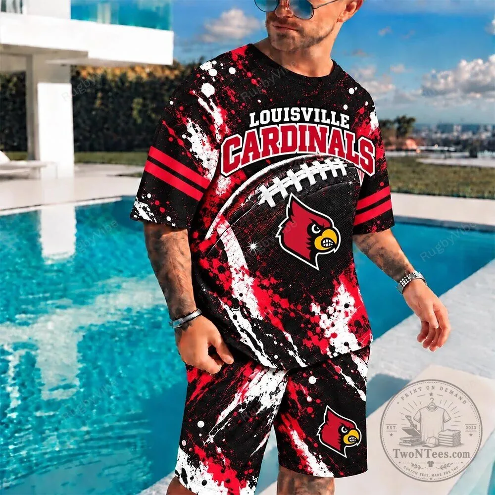 Louisville Cardinals Football Team Red Splatter Paint Design T-Shirt