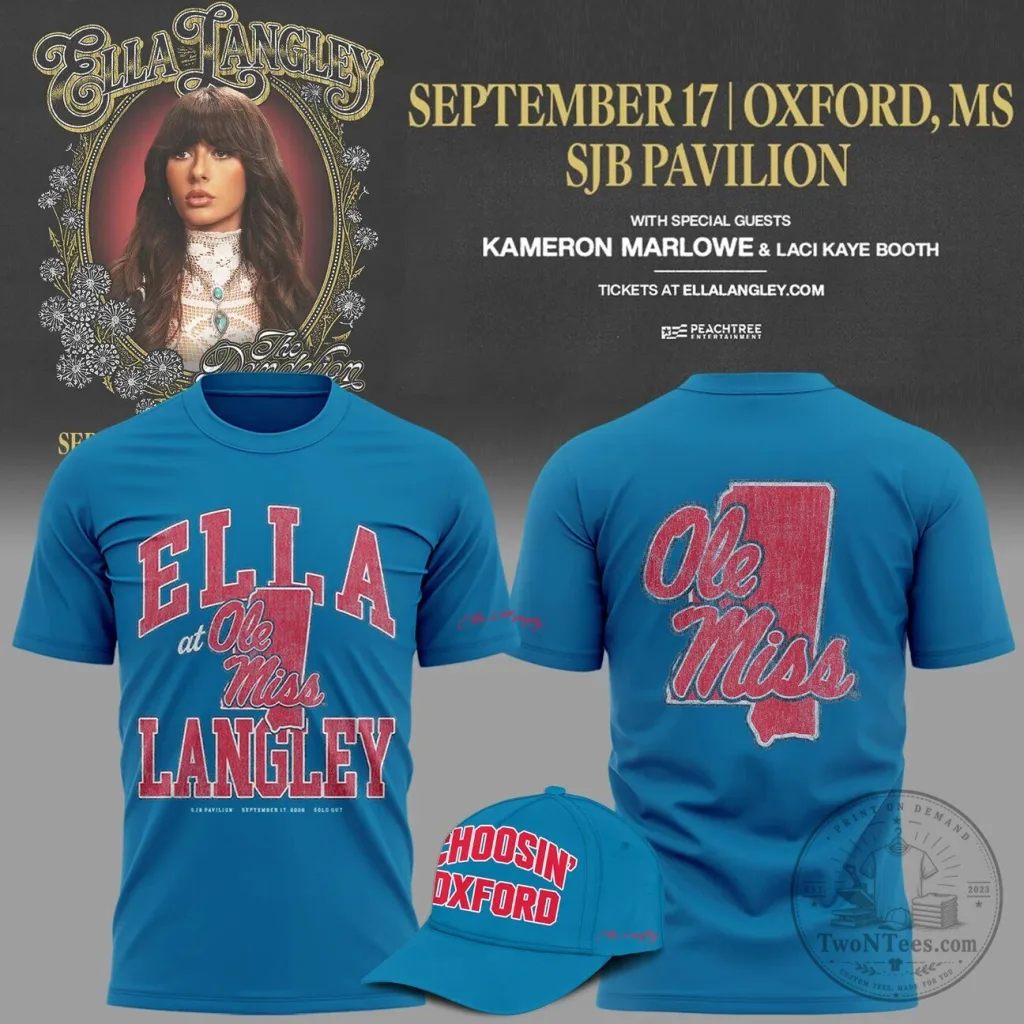 Ella Langley Ole Miss Rebels Concert Tour Blue Graphic T-Shirt Ella Langley Ole Miss Rebels Concert Tour Blue Graphic T-Shirt