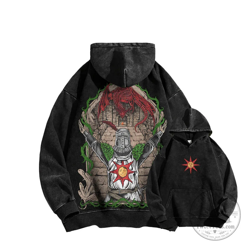 Dark Souls Solaire of Astora Washed Black Hoodie