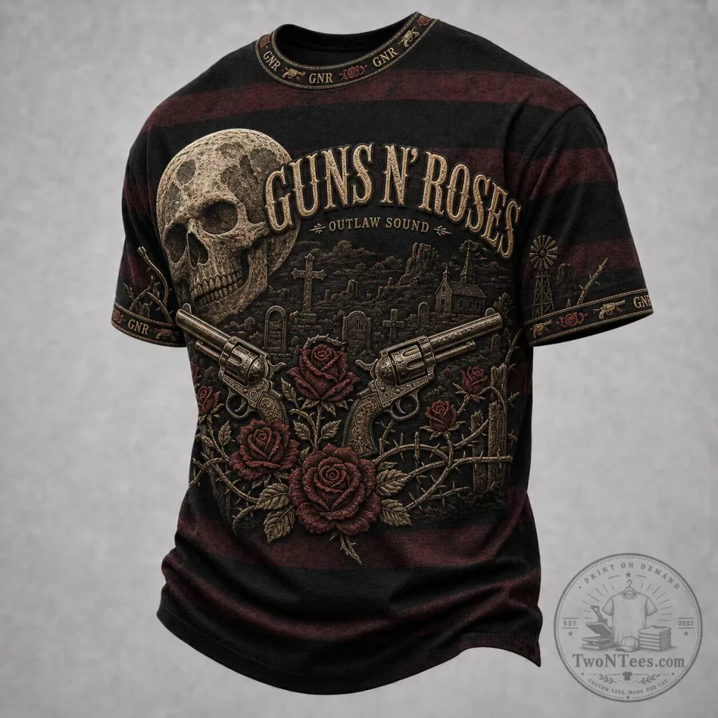 Guns N' Roses Rock Band Shirt Vintage Skull Outlaw Sound T-Shirt Guns N' Roses Rock Band Shirt Vintage Skull Outlaw Sound T-Shirt