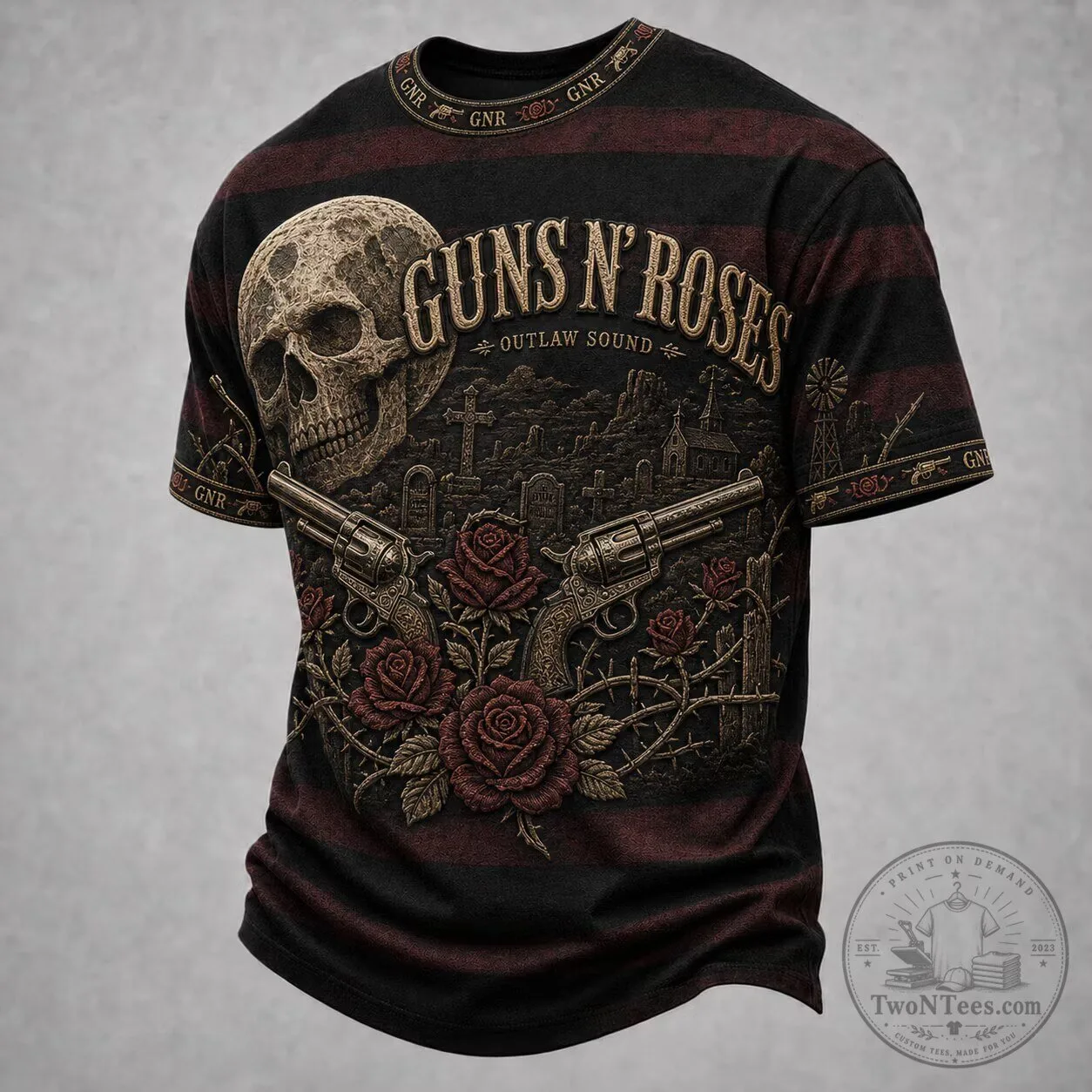 Guns N' Roses Rock Band Shirt Vintage Skull Outlaw Sound T-Shirt