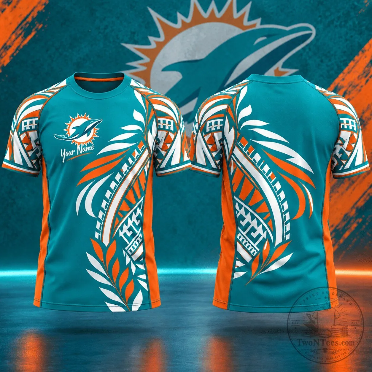 Miami Dolphins Shirt Custom Name Tribal Graphic T-Shirt