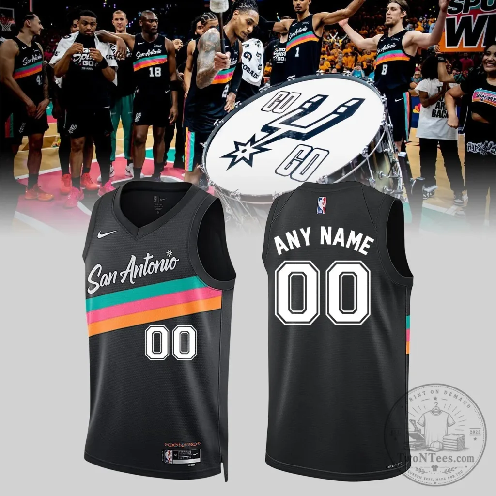 Spurs Basketball San Antonio City Edition Black Custom Jersey Spurs Basketball San Antonio City Edition Black Custom Jersey