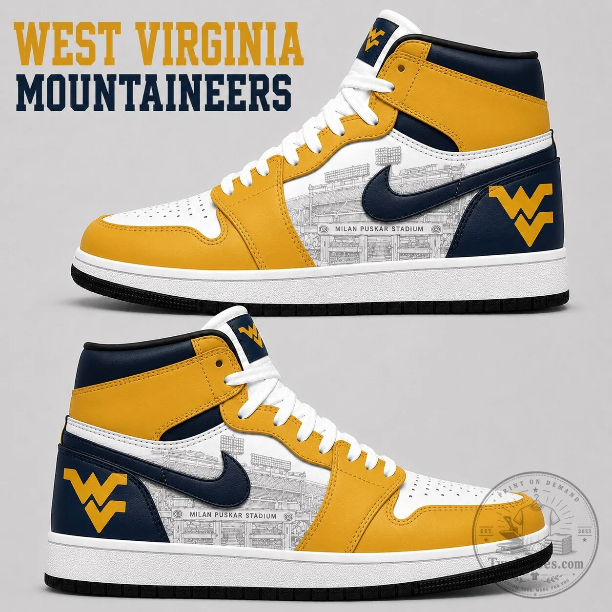 West Virginia Mountaineers Football Milan Puskar Stadium High-Top Shoes