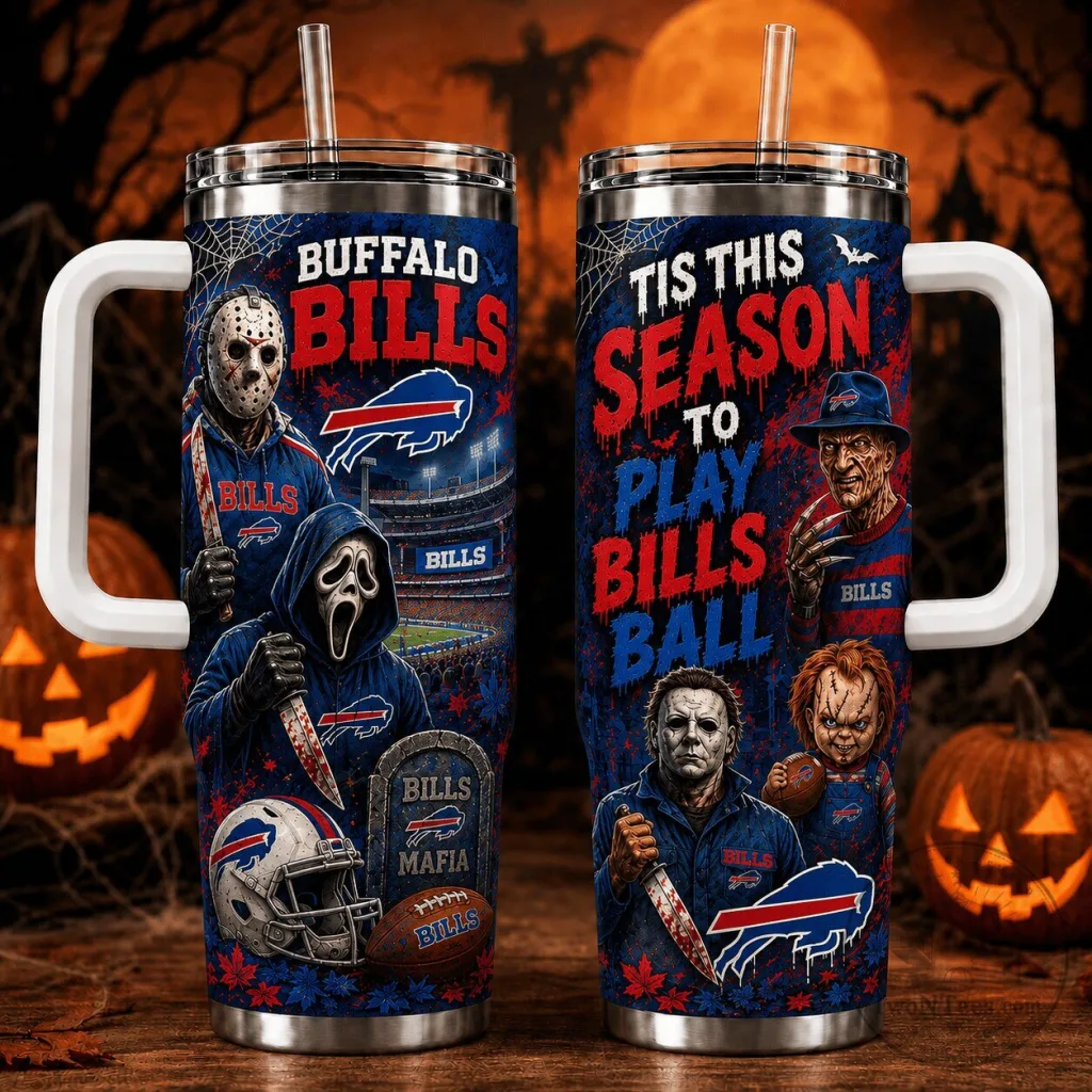 Buffalo Bills Halloween Horror Movie Characters Football Fan Tumbler Buffalo Bills Halloween Horror Movie Characters Football Fan Tumbler