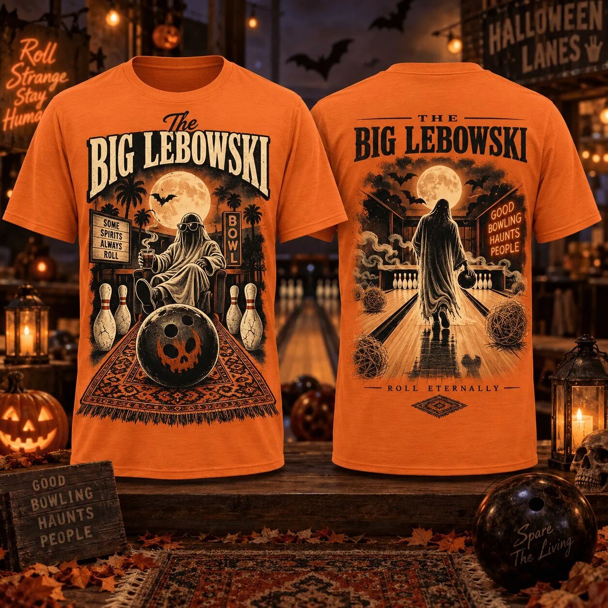 The Big Lebowski Ghost Bowling Halloween Graphic T-Shirt
