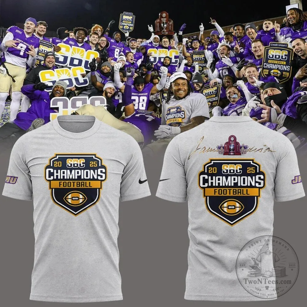 JMU Football Sun Belt Champions 2025 Commemorative T-Shirt