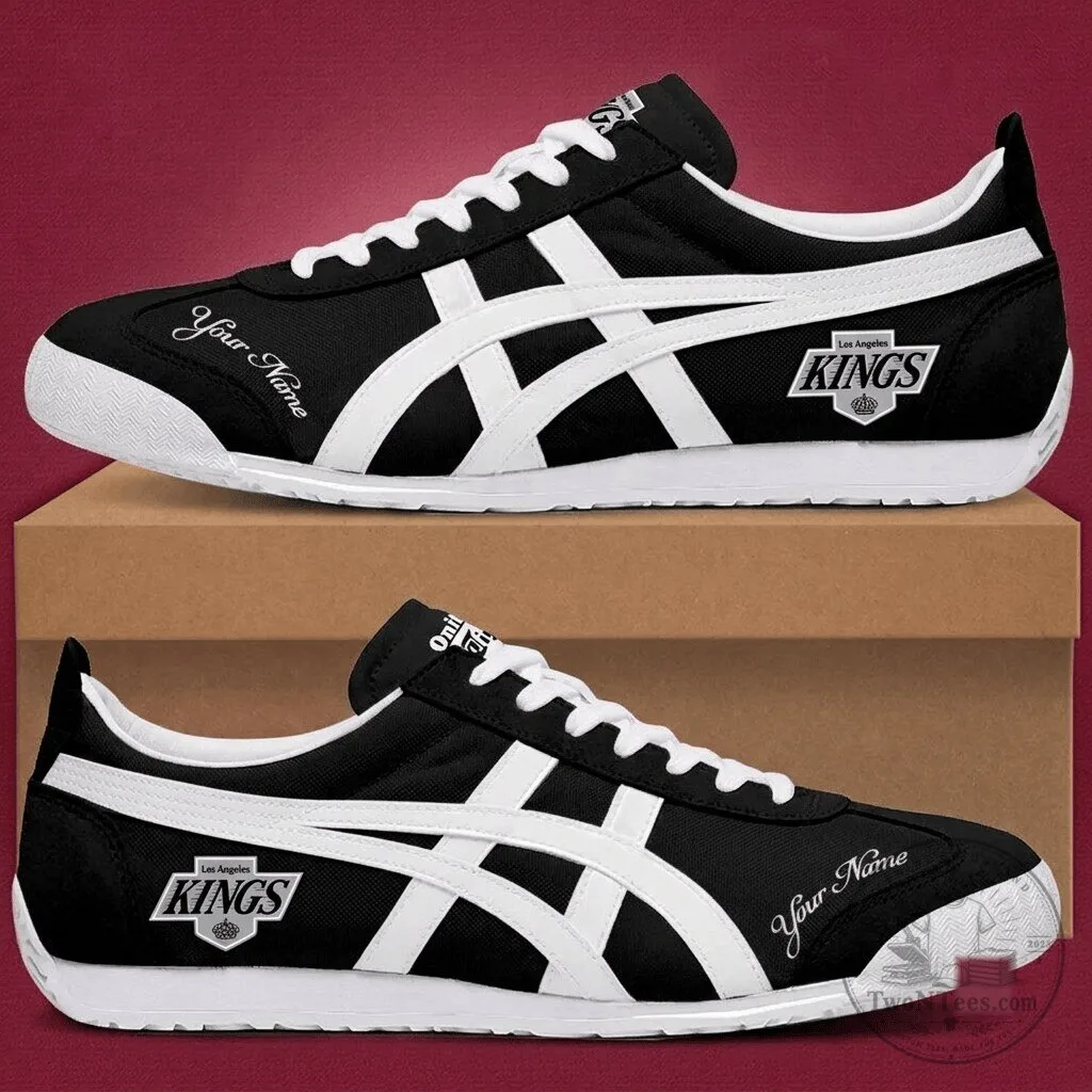 Los Angeles Kings National Hockey League Custom Name Black and White Shoes