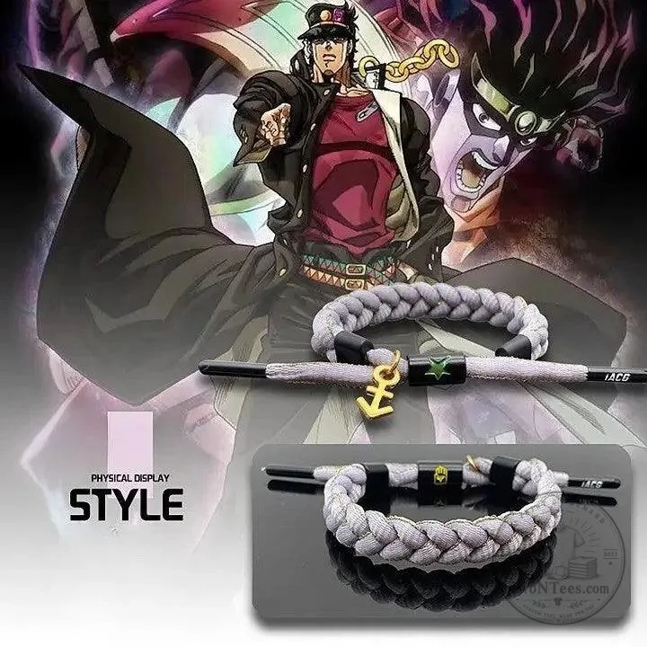 JoJo's Bizarre Adventure Jotaro Kujo Braided Rope Bracelet with Charm
