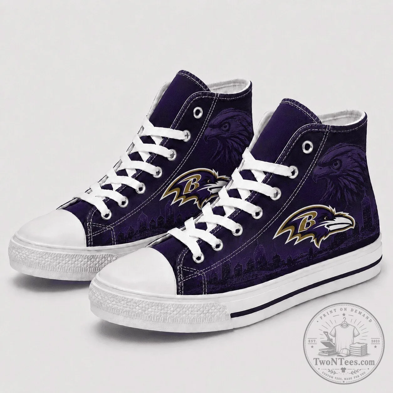 High Top Canvas Sneakers for Baltimore Ravens Fans