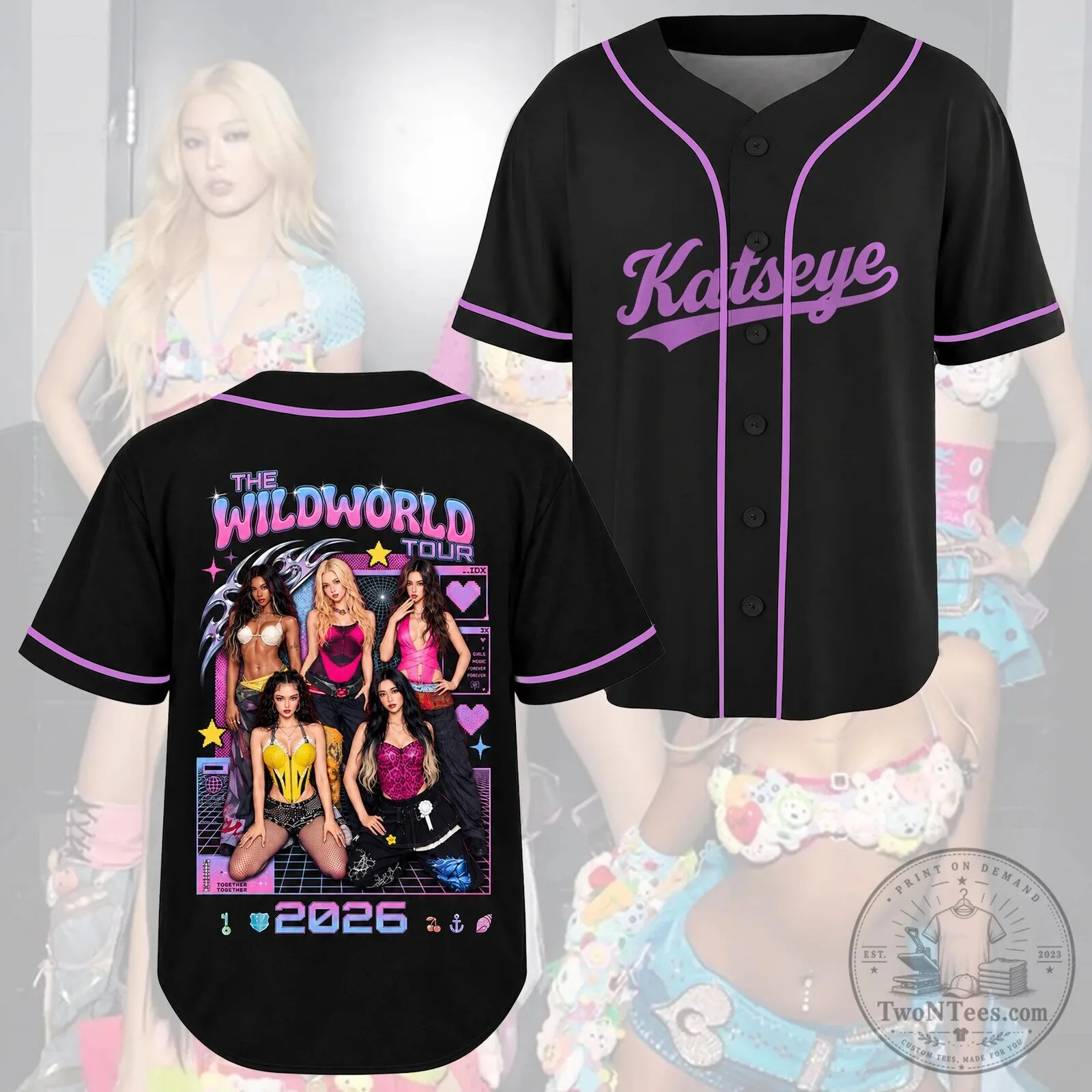KatsEye The Wildworld Tour 2026 K-Pop Music Group Baseball Jersey