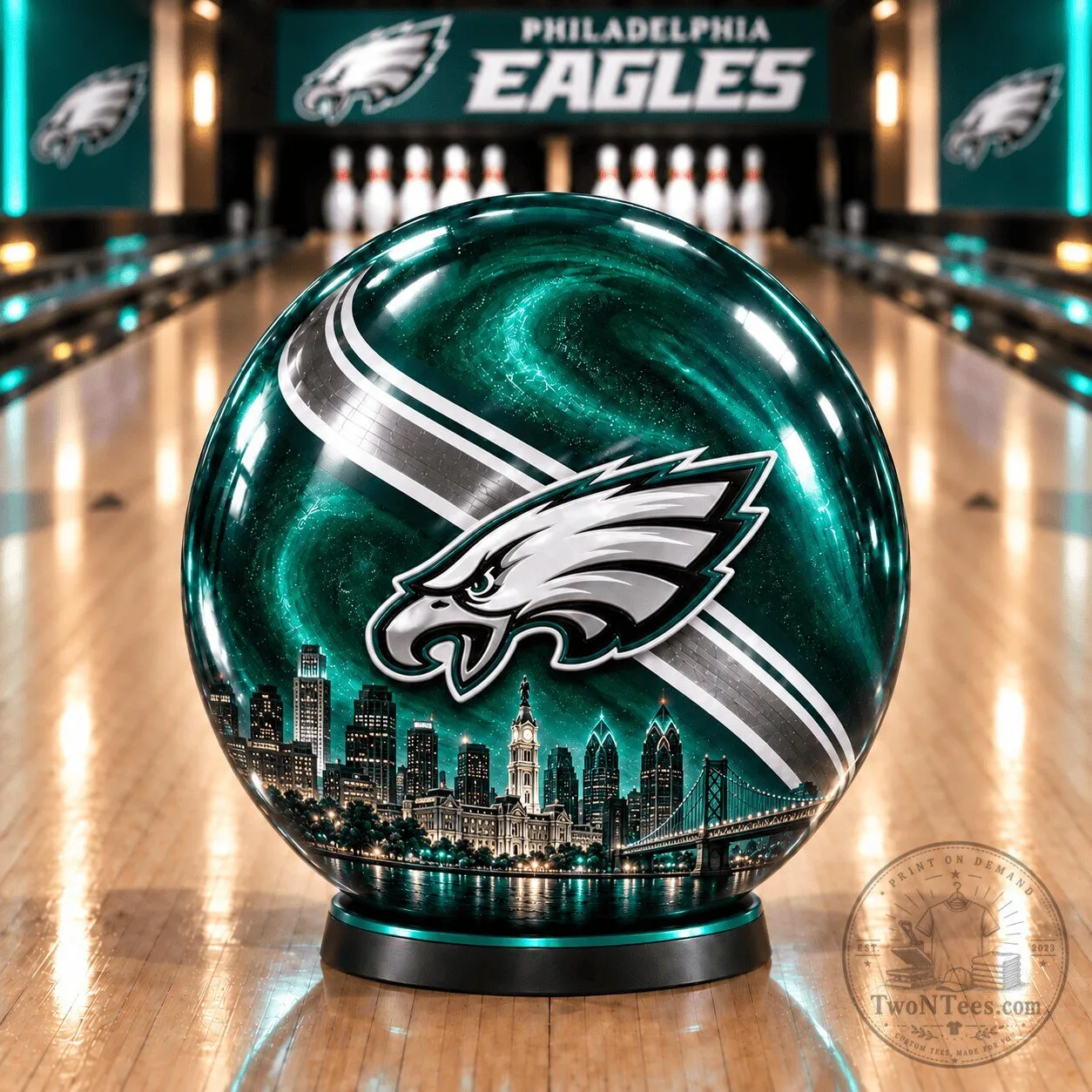 Philadelphia Eagles Football Team Skyline Bowling Ball Collector's Display Edition