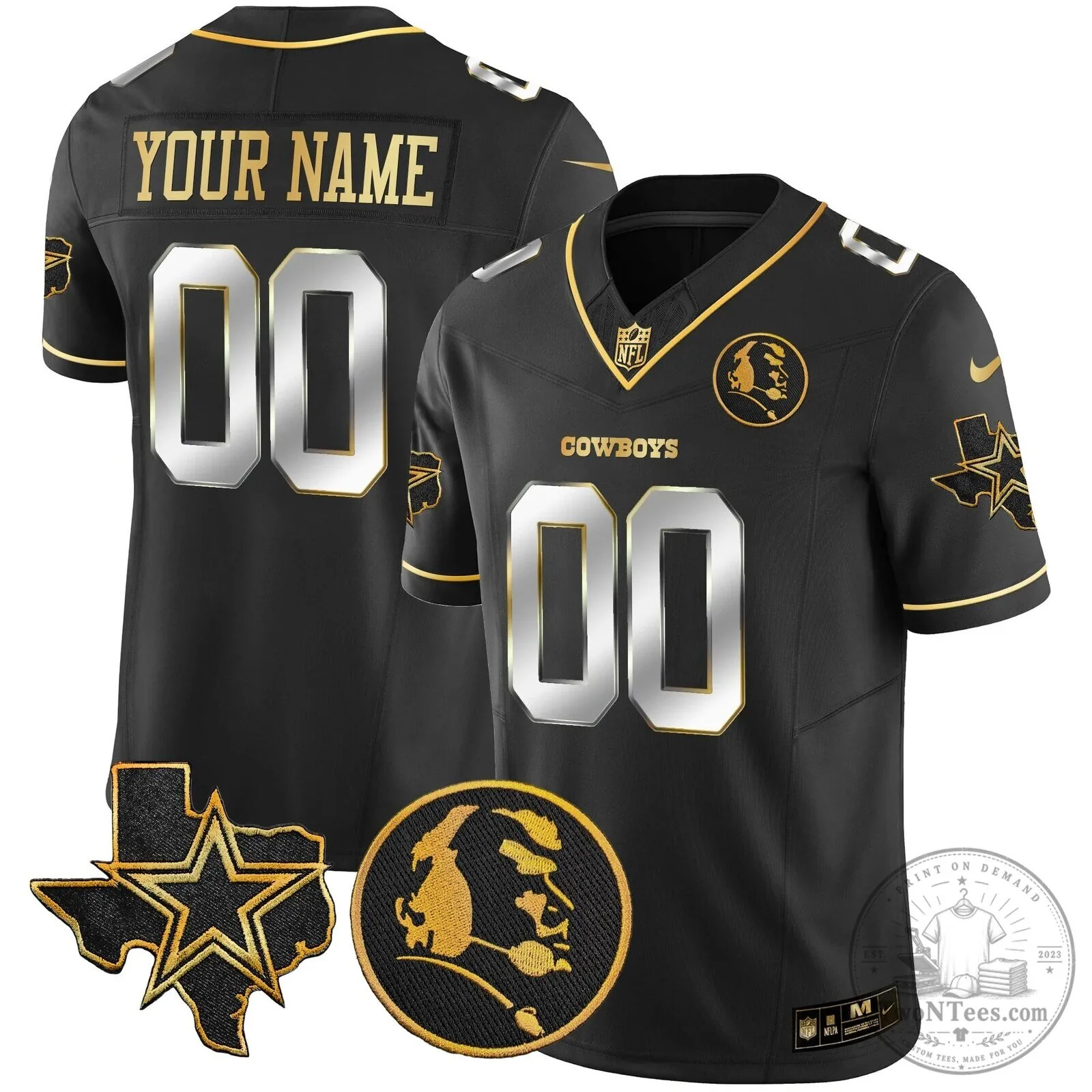 John Madden Dallas Cowboys Black Gold Edition Stitched Football Jersey 7 John Madden Dallas Cowboys Black Gold Edition Stitched Football Jersey