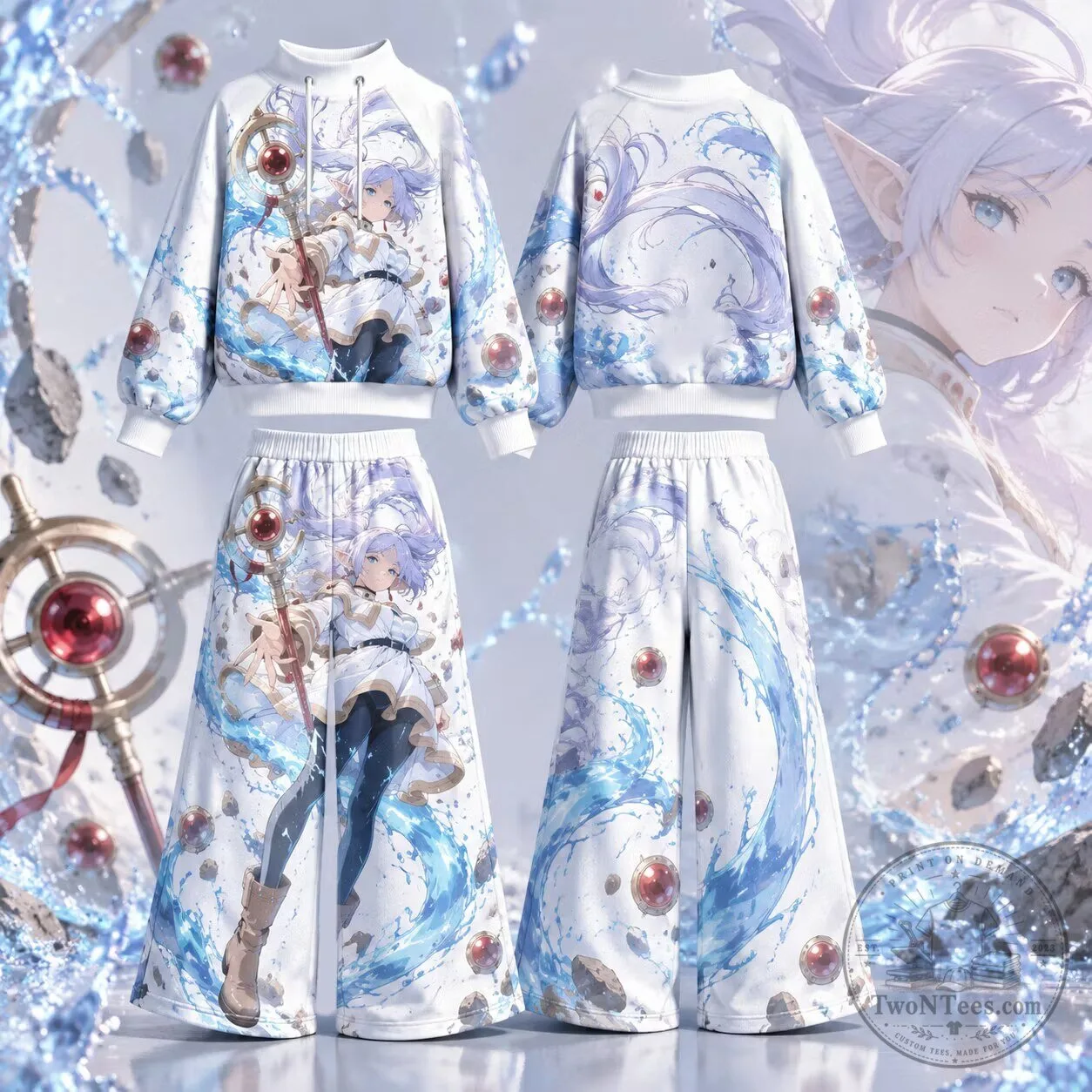 Frieren Beyond Journey's End Anime Character Full Print Hoodie and Pants Set
