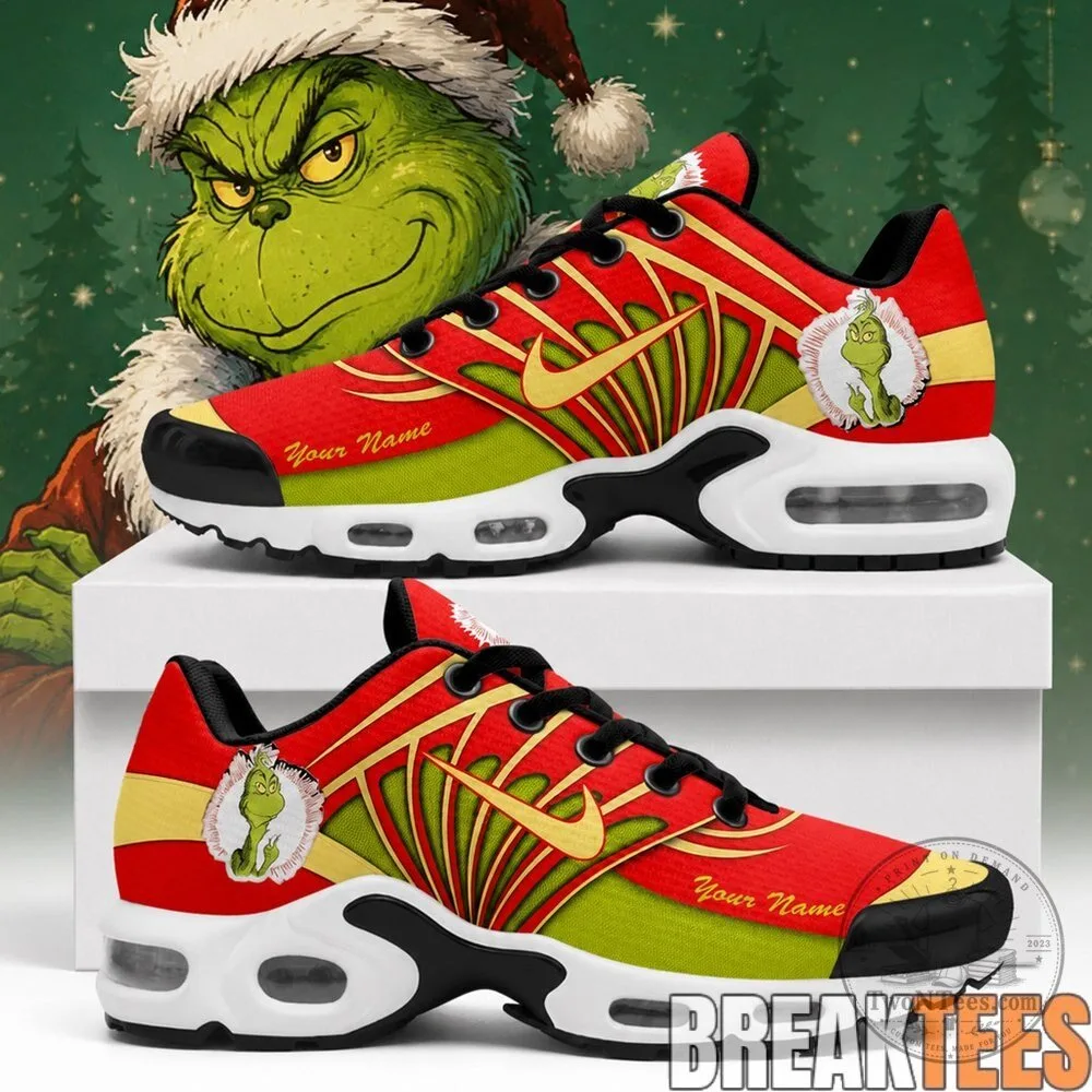 The Grinch Merry Christmas Custom Name Air Cushion Sneakers