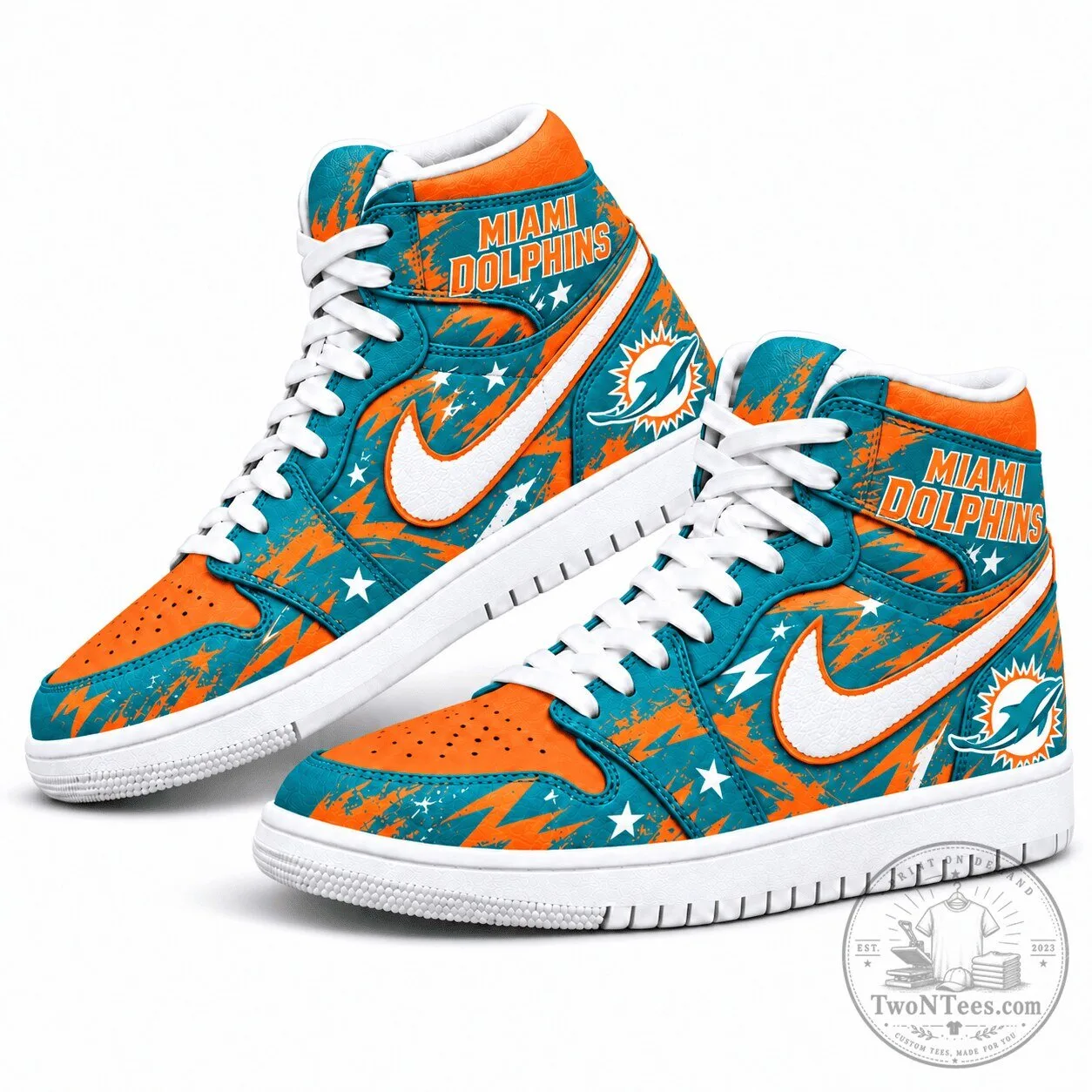 Miami Dolphins Graffiti Custom Printed High Top Shoes
