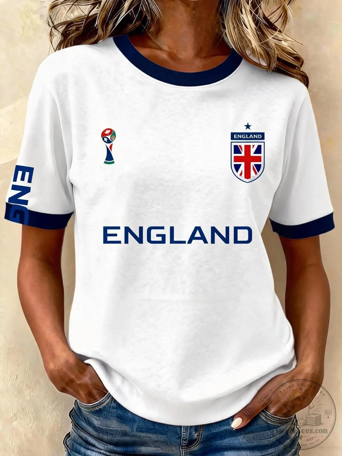 England Football Fan Graphic Crew Neck Short Sleeve T-Shirt