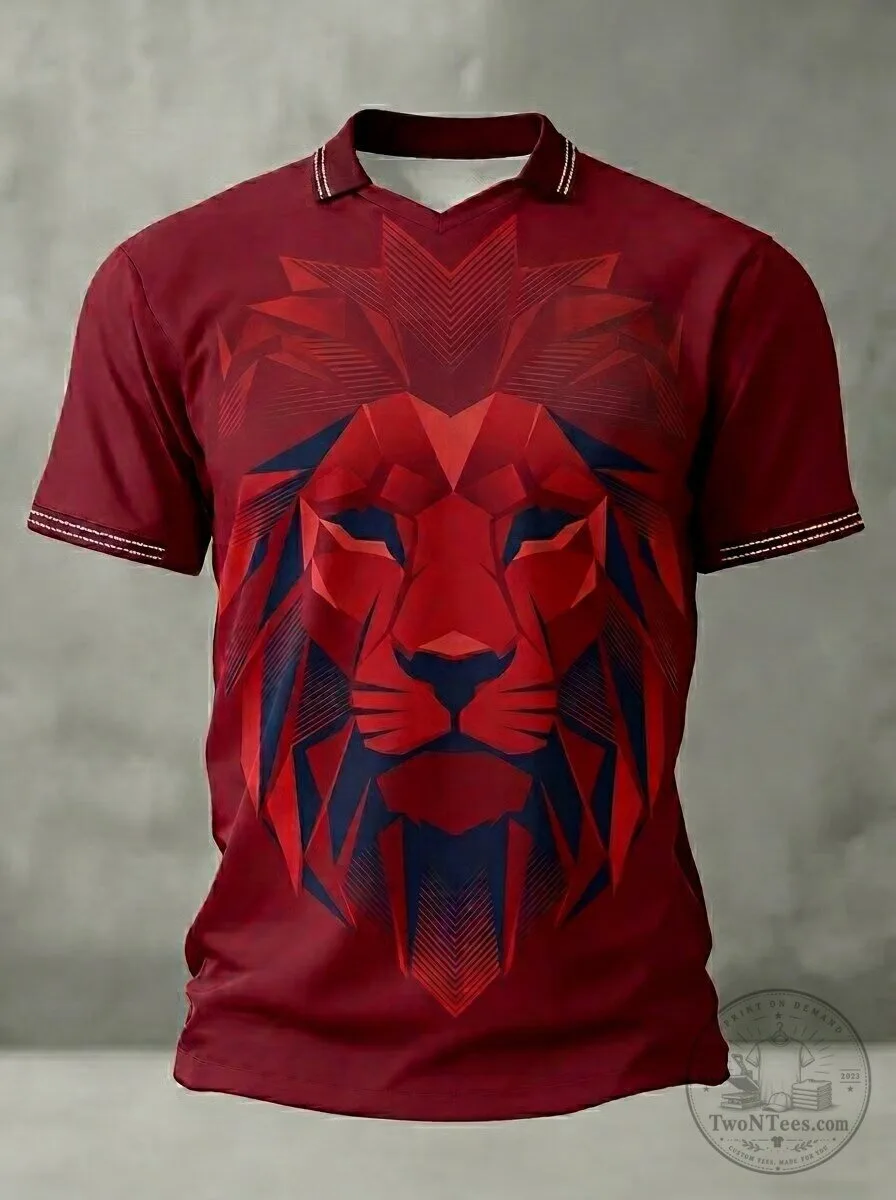 England Soccer Premier League Fan Lion Graphic Polo Shirt