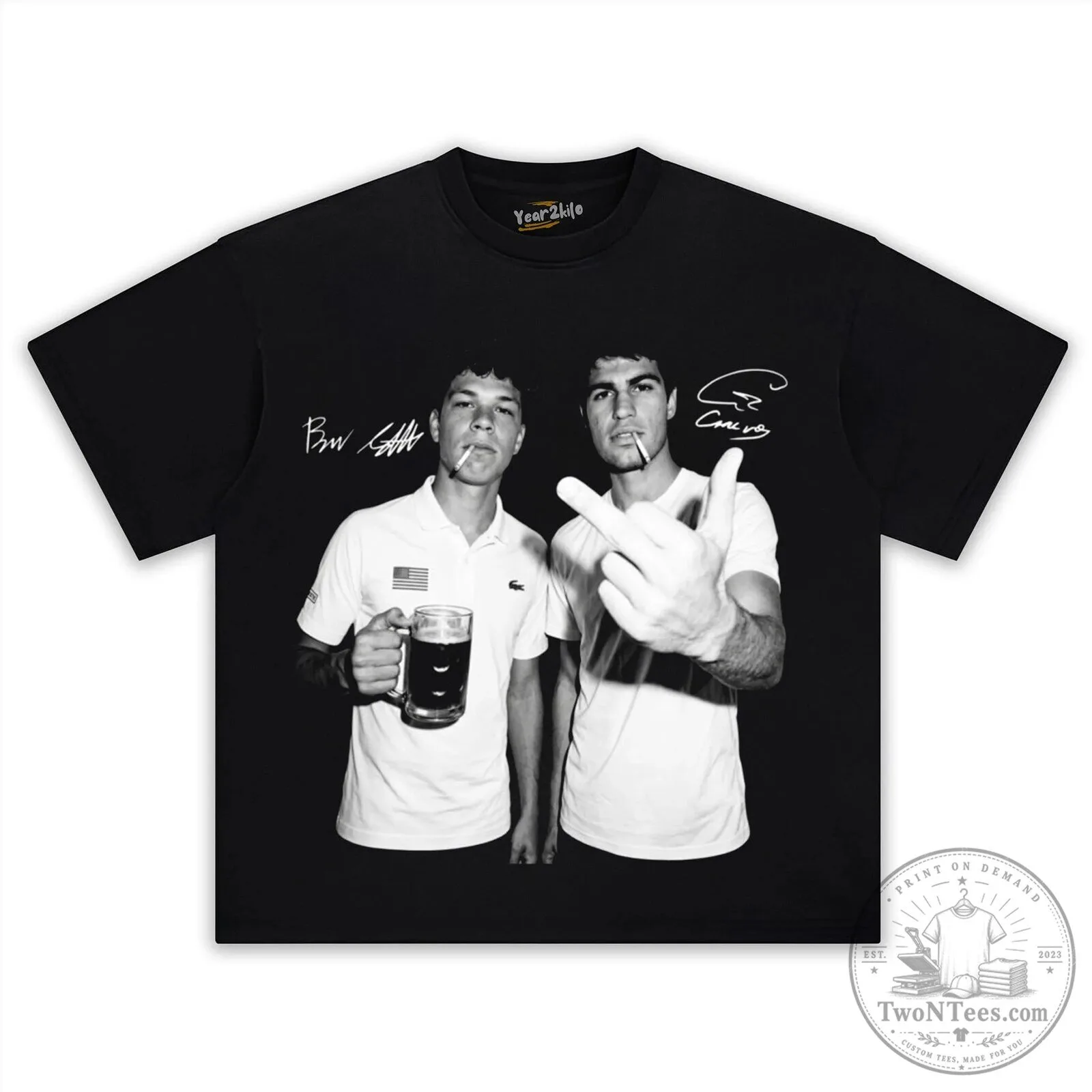 Carlos Alcaraz Ben Shelton Middle Finger Tennis Player T-Shirt 11 Carlos Alcaraz Ben Shelton Middle Finger Tennis Player T-Shirt