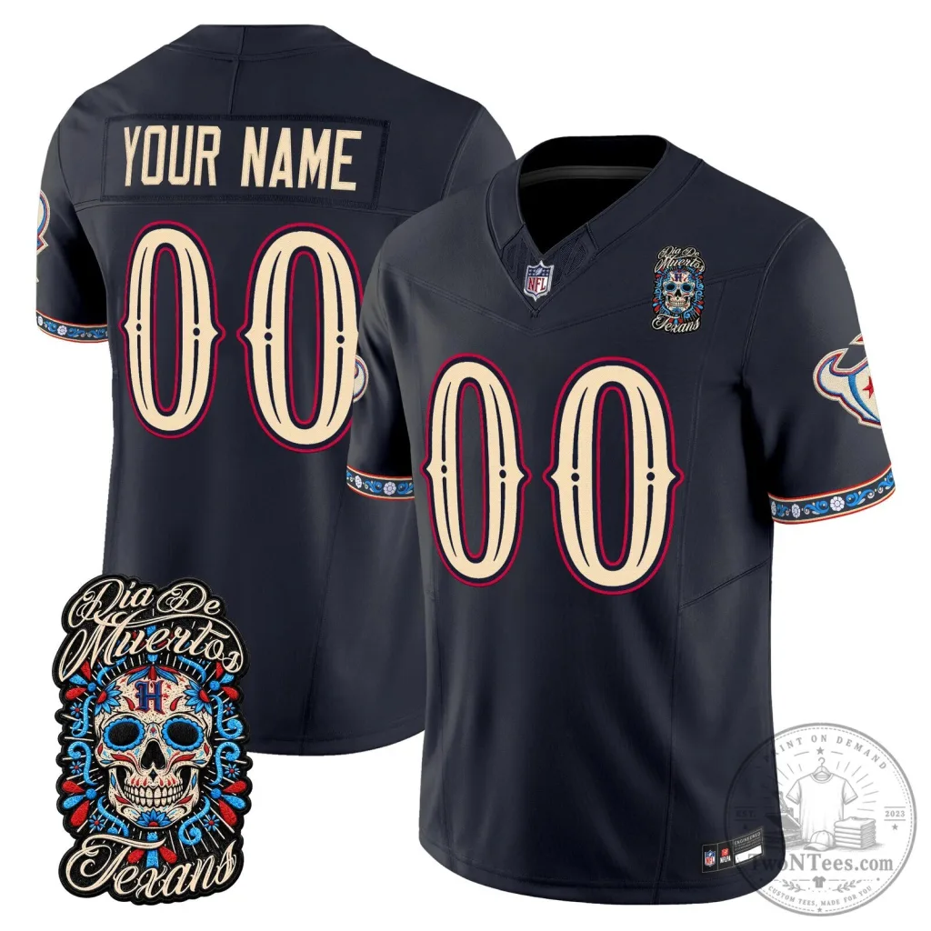 Houston Texans Dia de los Muertos Custom Football Jersey Houston Texans Dia de los Muertos Custom Football Jersey
