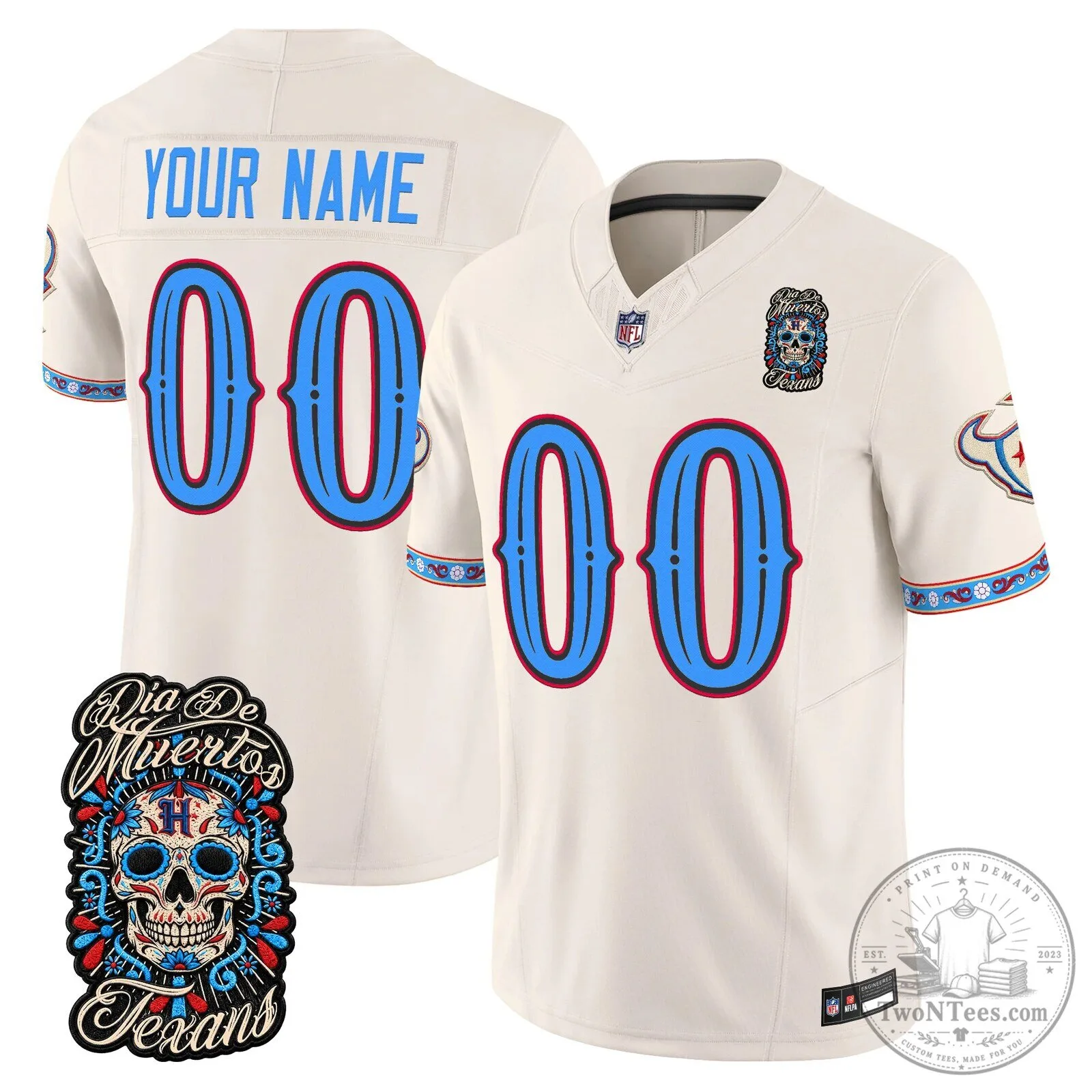 Houston Texans Dia de los Muertos Custom Football Jersey 5 Houston Texans Dia de los Muertos Custom Football Jersey