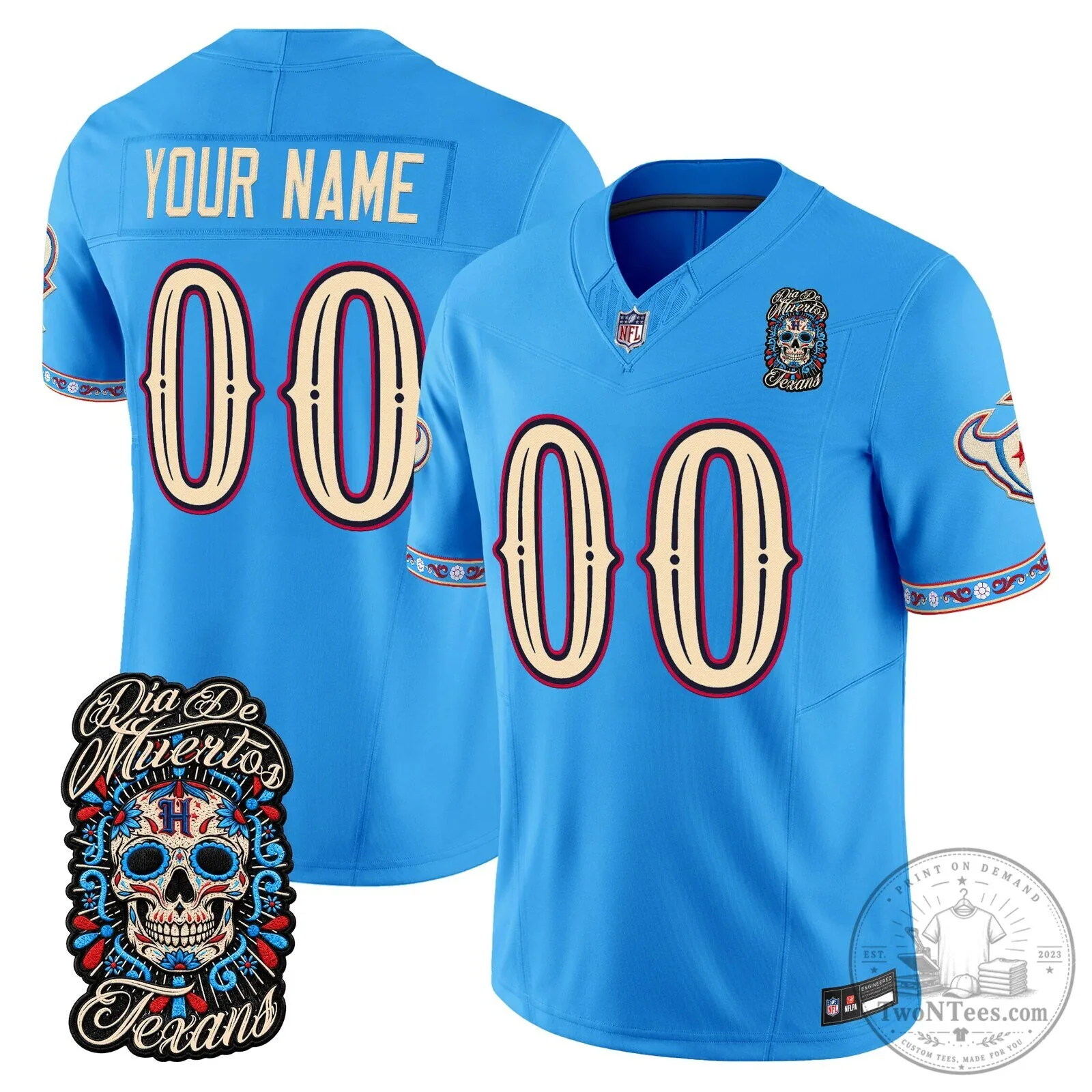 Houston Texans Dia de los Muertos Custom Football Jersey 6 Houston Texans Dia de los Muertos Custom Football Jersey