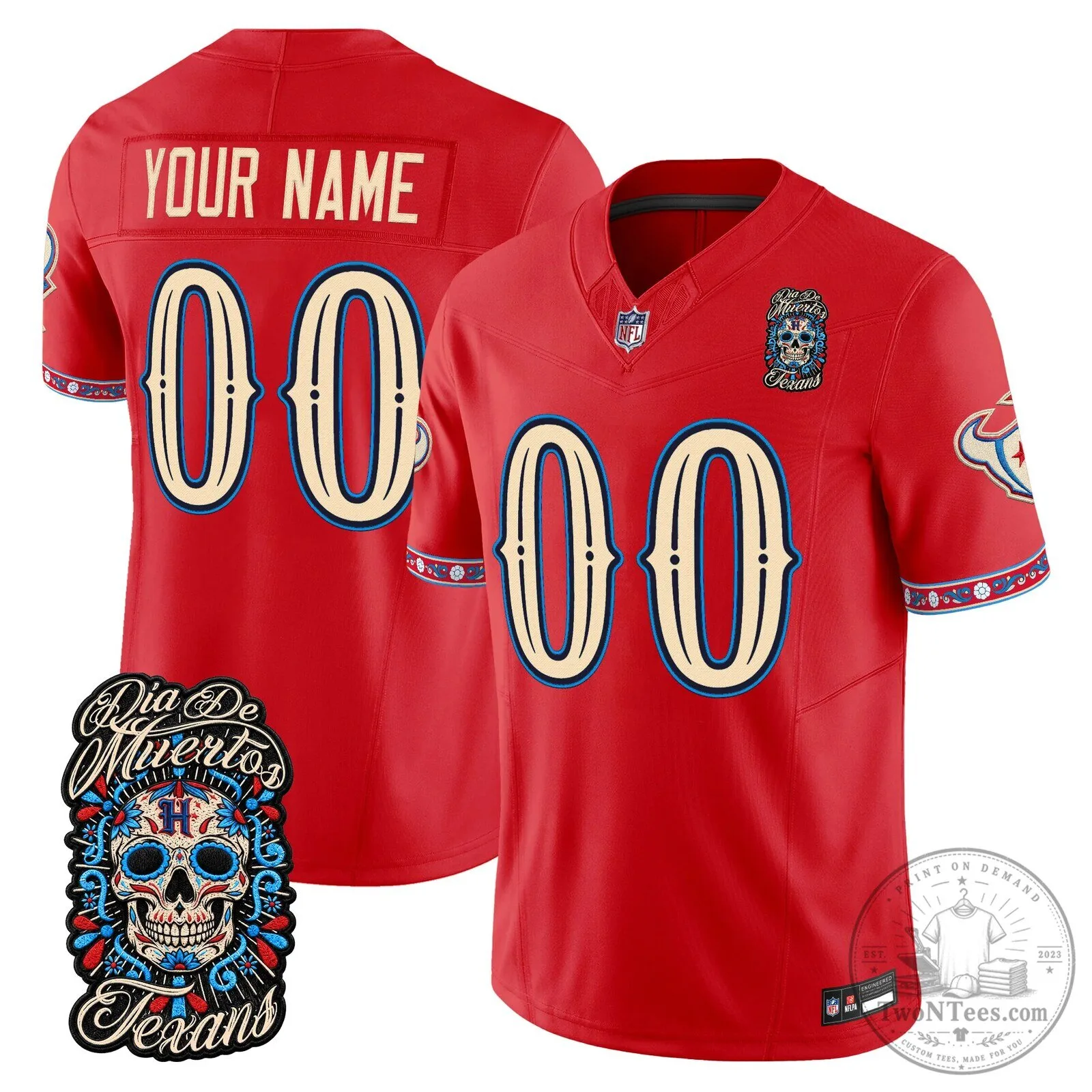 Houston Texans Dia de los Muertos Custom Football Jersey 7 Houston Texans Dia de los Muertos Custom Football Jersey