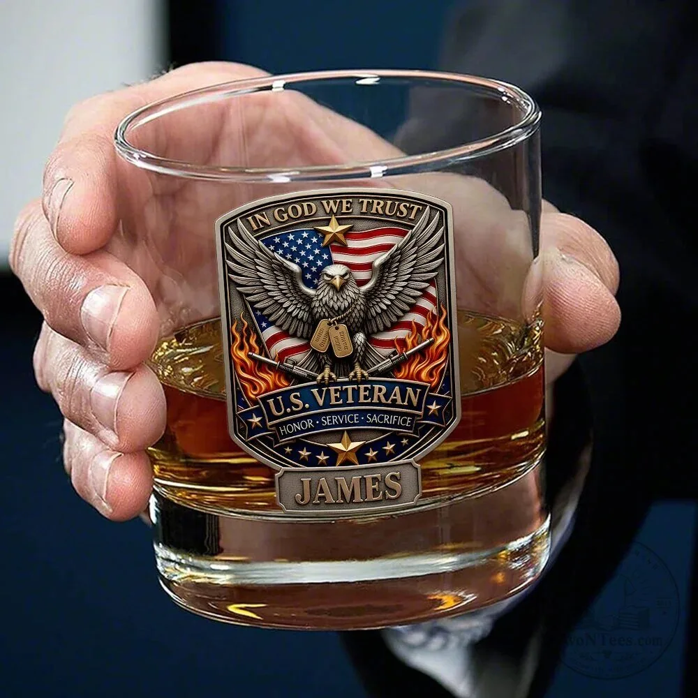Personalized U.S. Veteran Decanter and Whiskey Glass Set with Eagle Design 7 Personalized U.S. Veteran Decanter and Whiskey Glass Set with Eagle Design