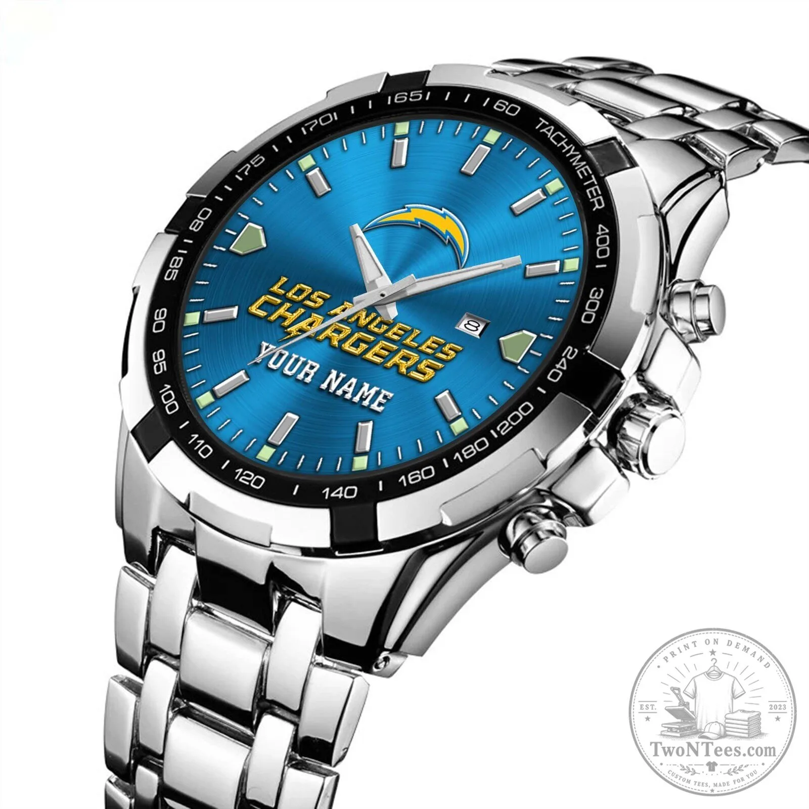 Los Angeles Chargers Football Team Logo Custom Name Stainless Steel Watch 10 Los Angeles Chargers Football Team Logo Custom Name Stainless Steel Watch