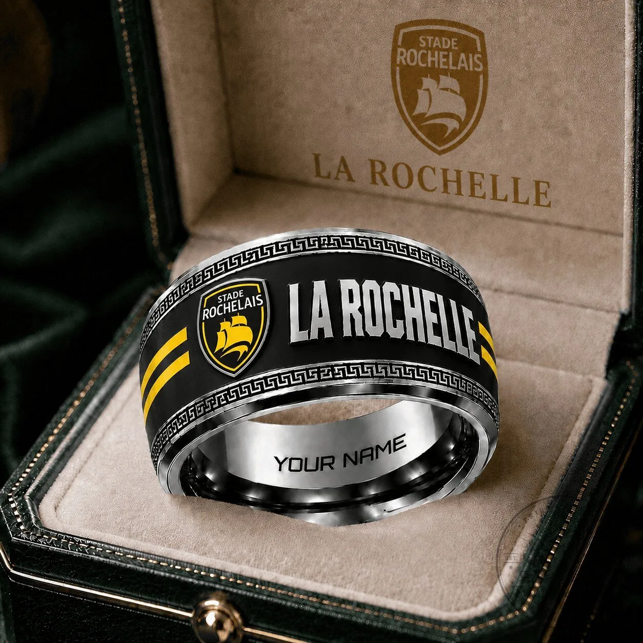 Stade Rochelais Rugby Club La Rochelle Personalized Custom Name Ring