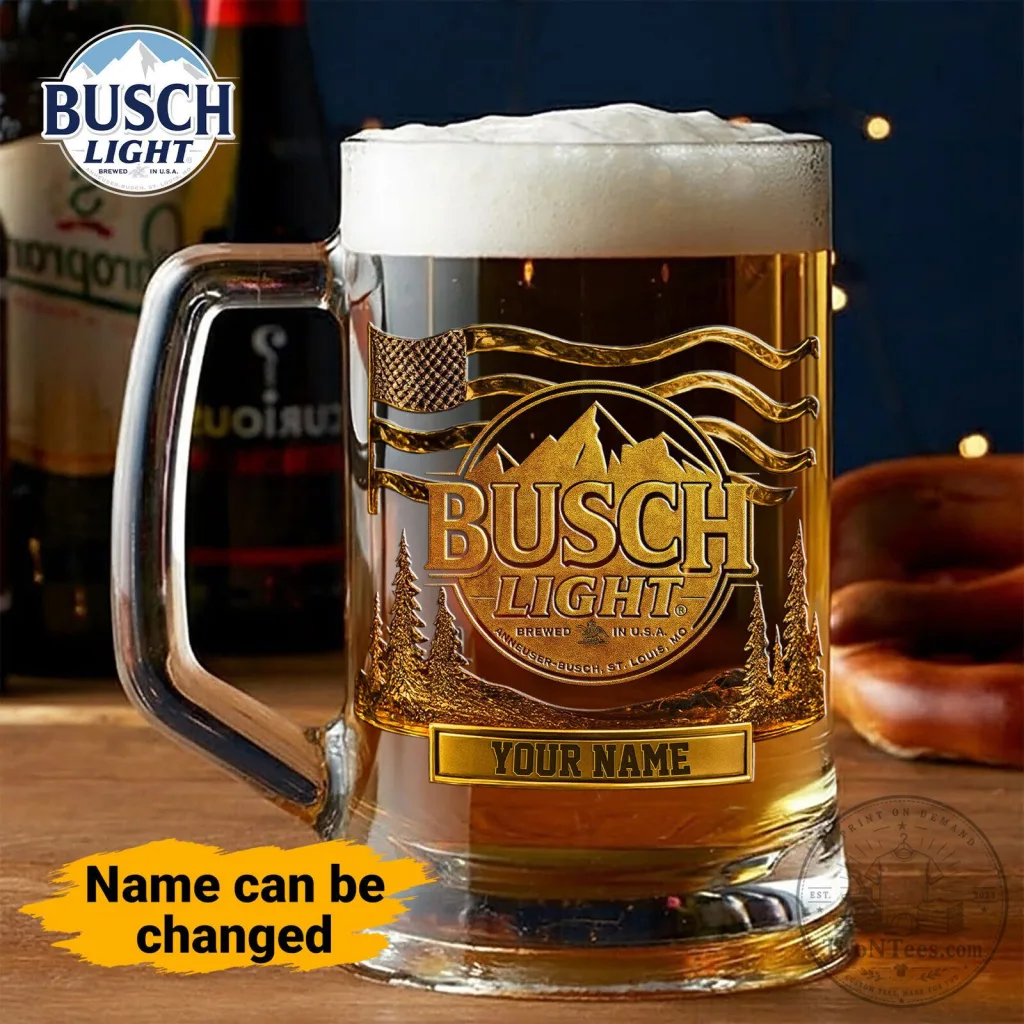 Personalized Busch Light Beer Mug with Custom Name Engraving Personalized Busch Light Beer Mug with Custom Name Engraving