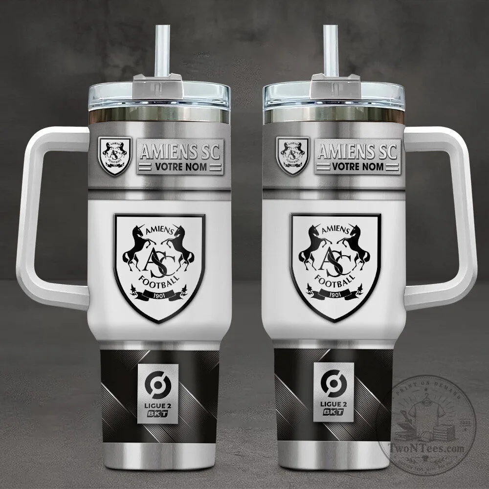 Amiens SC Football Club Ligue 2 BKT Stainless Steel Tumbler with Handle
