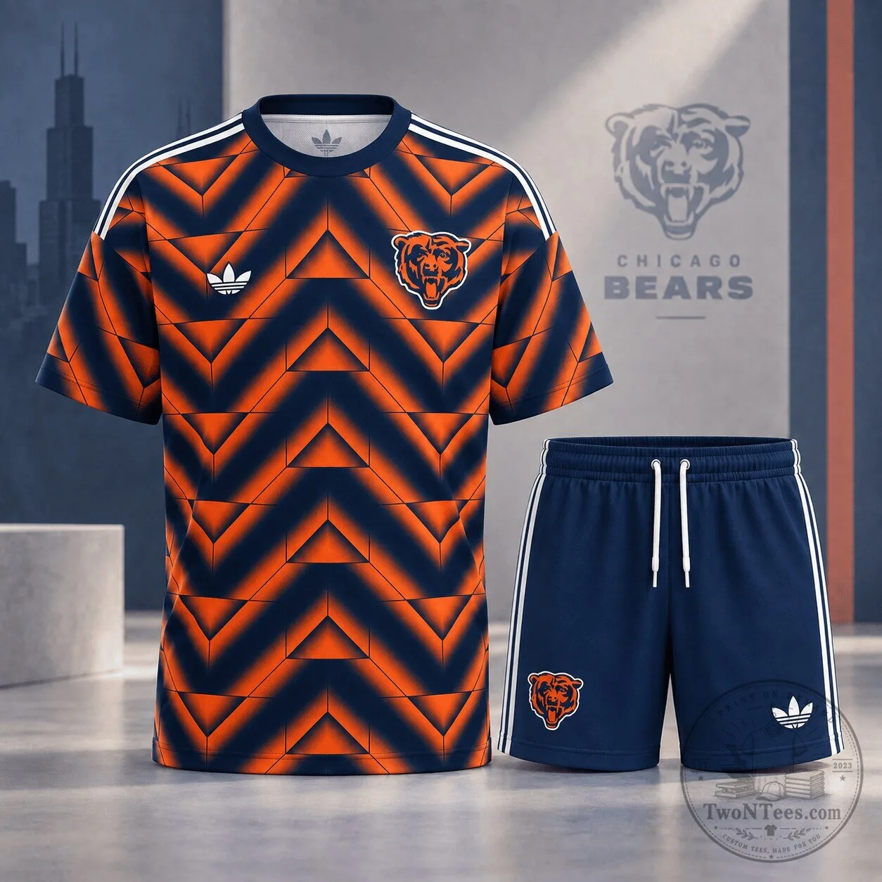 Chicago Bears Geometric Pattern Performance Shirt and Shorts Set
