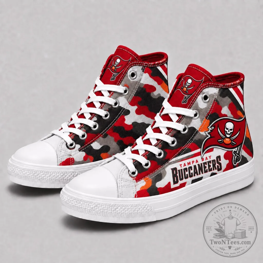 Tampa Bay Buccaneers National Football League Camouflage High Top Canvas Shoes Tampa Bay Buccaneers National Football League Camouflage High Top Canvas Shoes