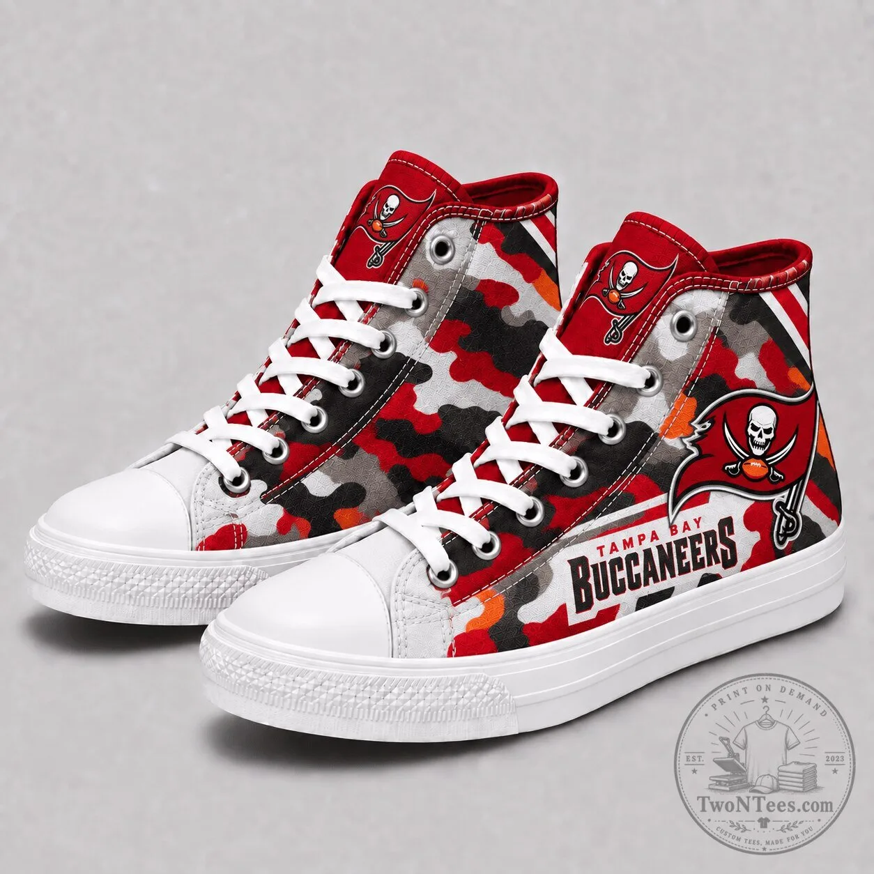 Tampa Bay Buccaneers National Football League Camouflage High Top Canvas Shoes